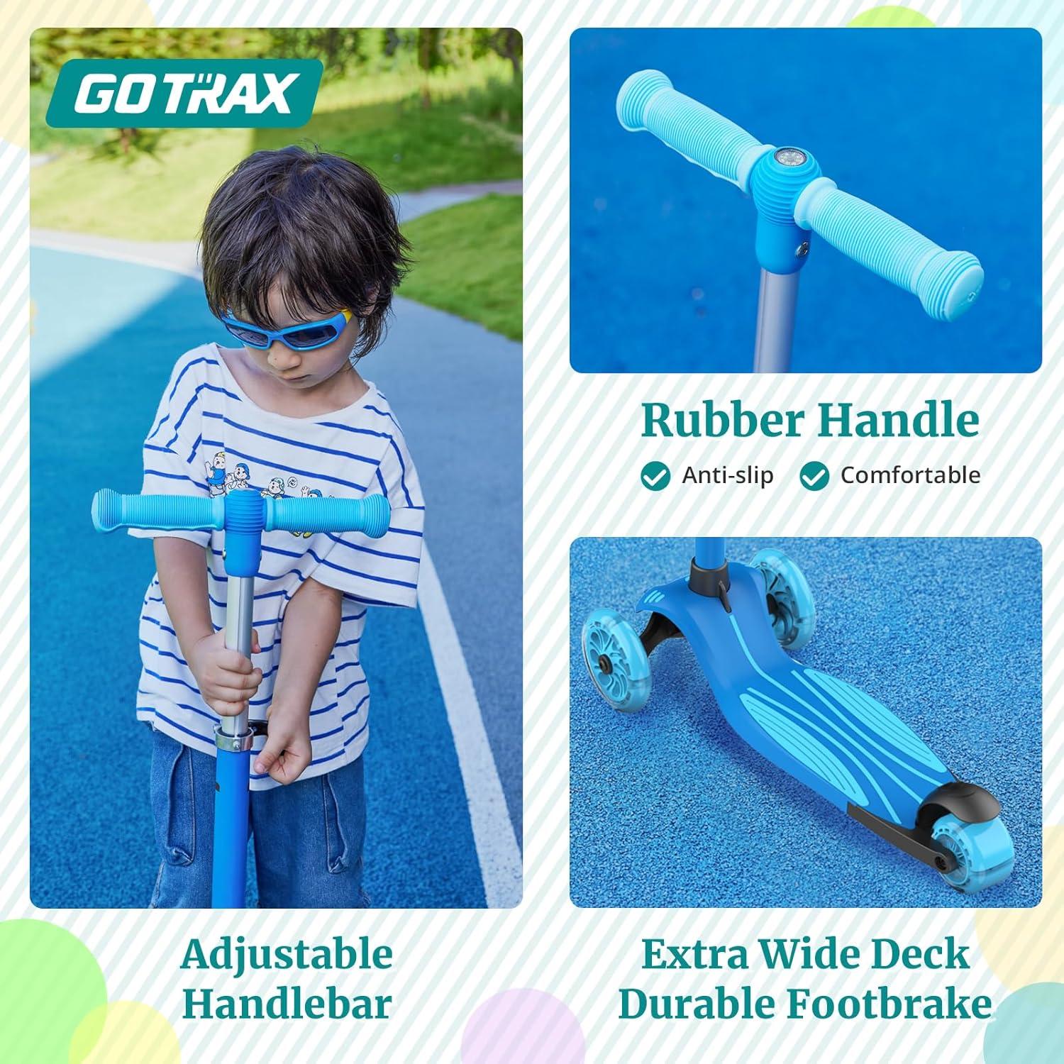 Scooter de empuje Gotrax KS3 para niños, 3 ruedas con luces LED