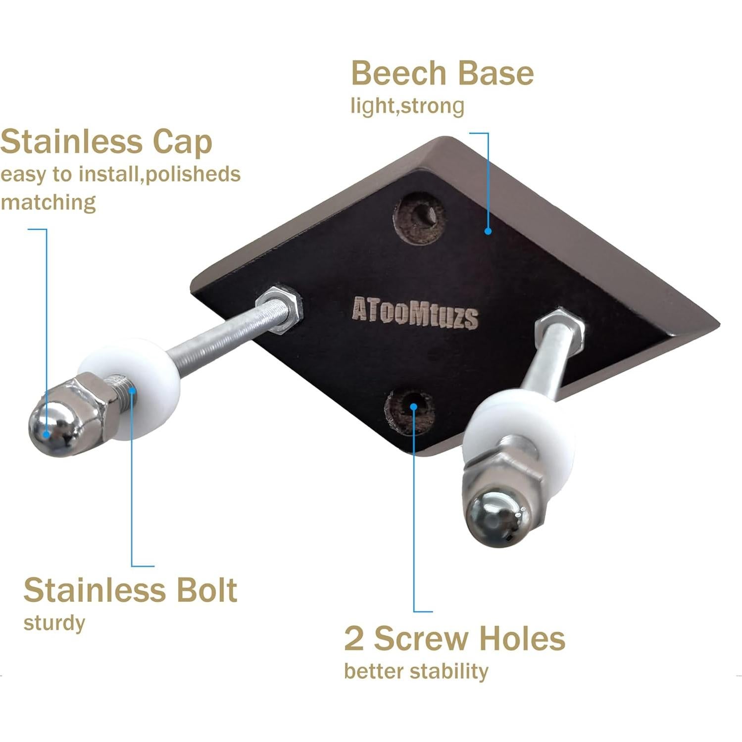 Soporte de Pared para Skateboard ATOOMTUZS Madera Negra 2 Pzs