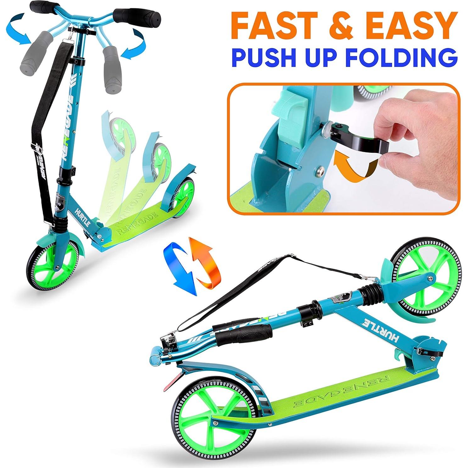 Patinete Plegable Hurtle Aqua 20.32 cm Ruedas Ajustable