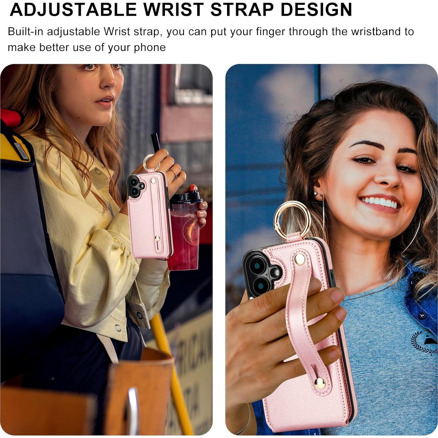 Funda Cartera Folosu para iPhone 16 Plus Oro Rosa 6.7"