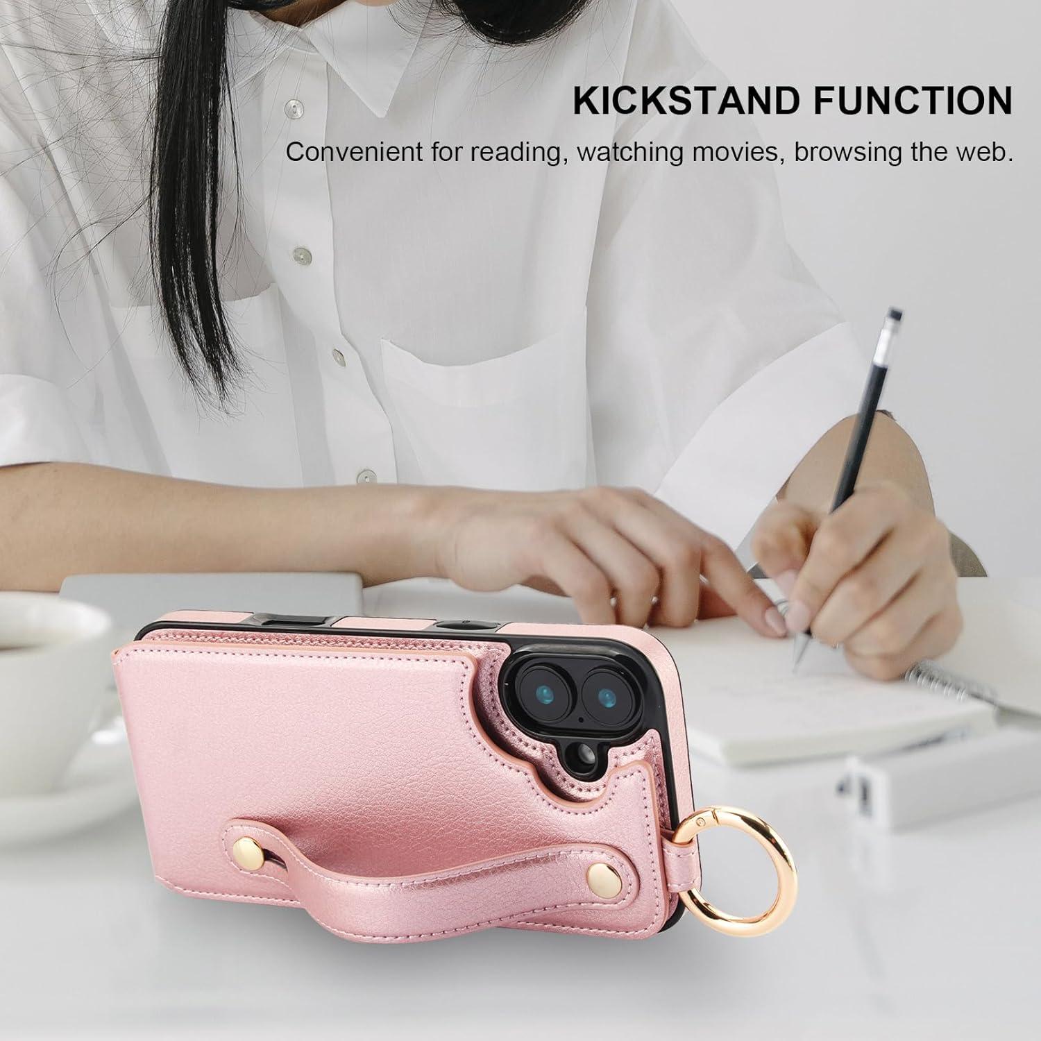 Funda Cartera Folosu para iPhone 16 Plus Oro Rosa 6.7"