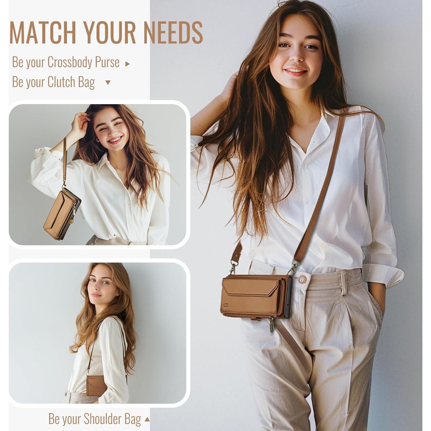 Funda de Cartera Cruzada Strapurs para Galaxy S24 Plus - Marrón