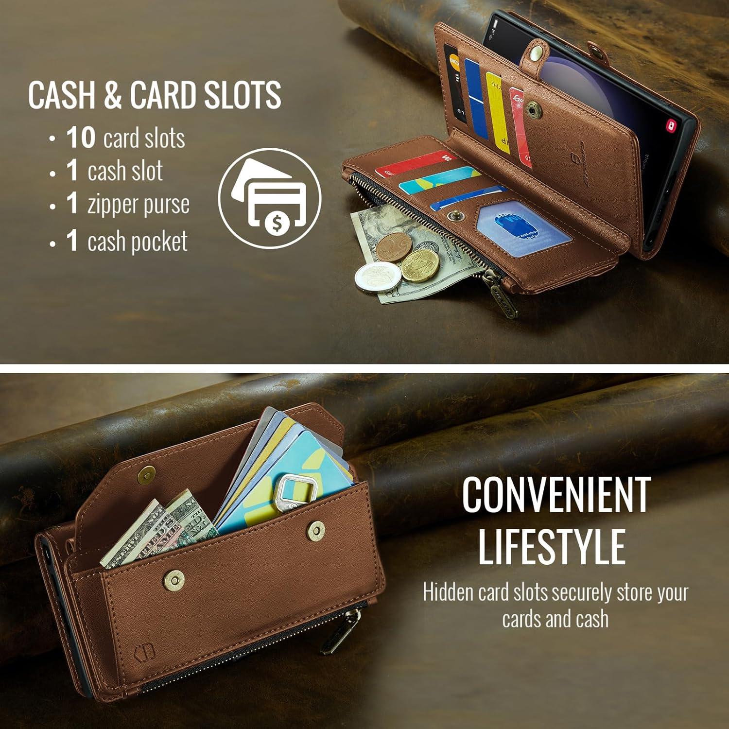 Funda de Cartera Cruzada Strapurs para Galaxy S24 Plus - Marrón