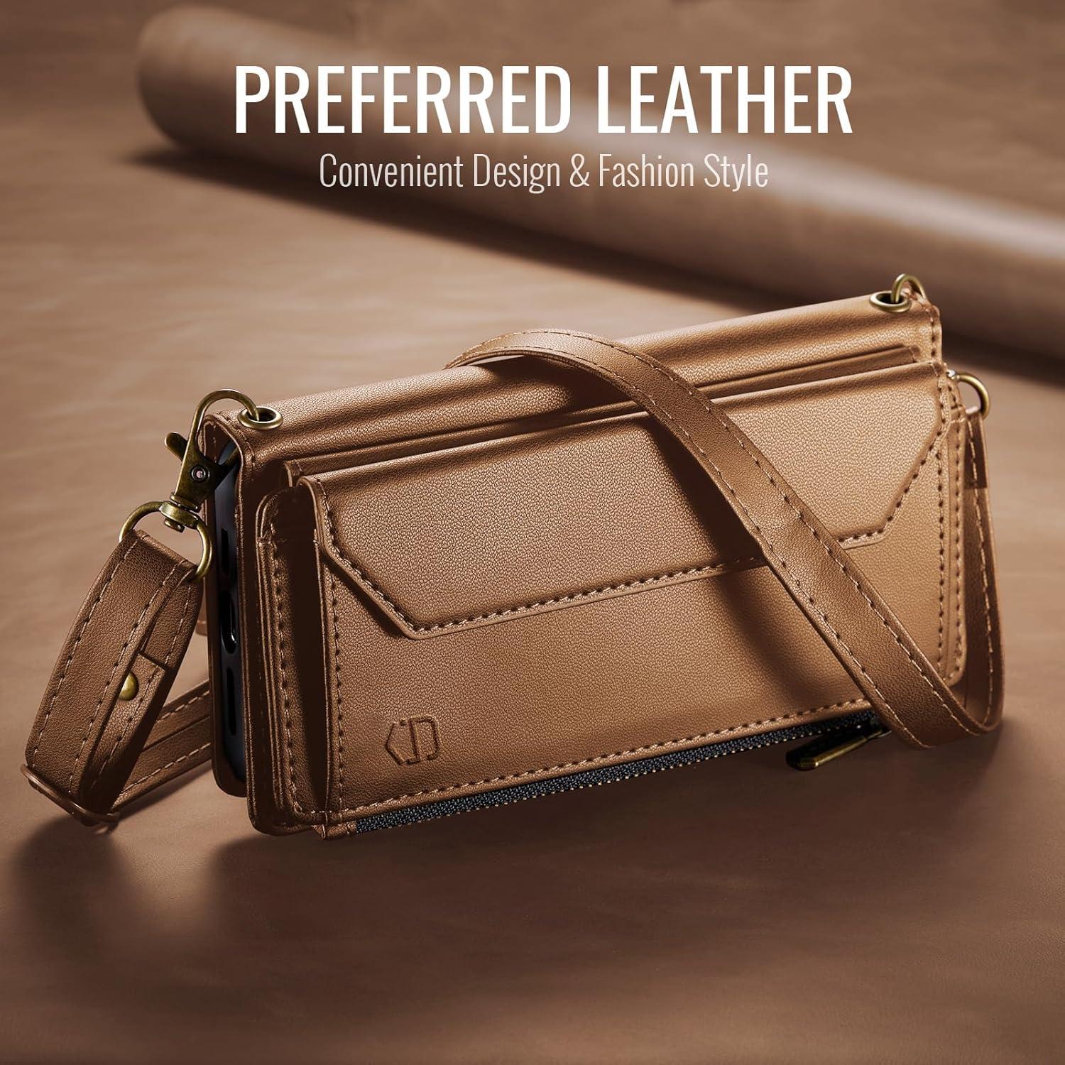 Funda de Cartera Cruzada Strapurs para Galaxy S24 Plus - Marrón