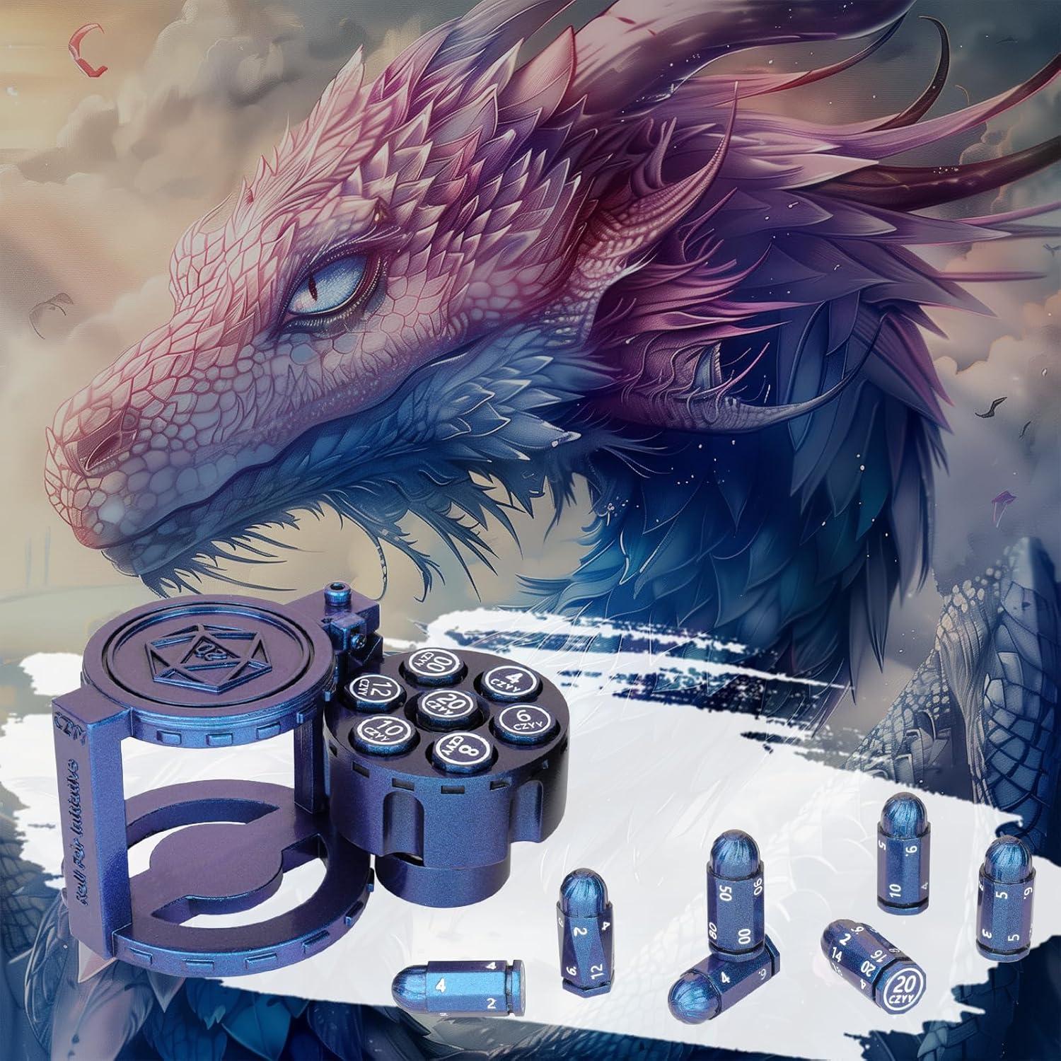 Conjunto de Dados Poliedricos CZYY 7 Piezas Azul