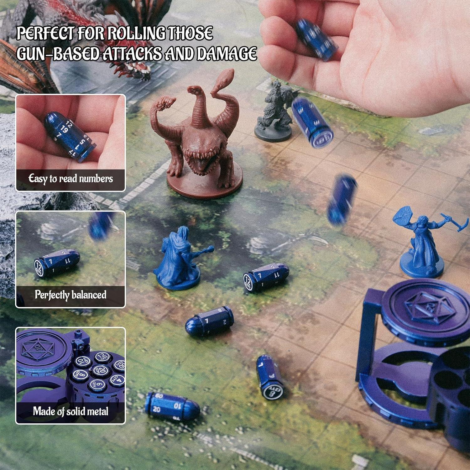 Conjunto de Dados Poliedricos CZYY 7 Piezas Azul