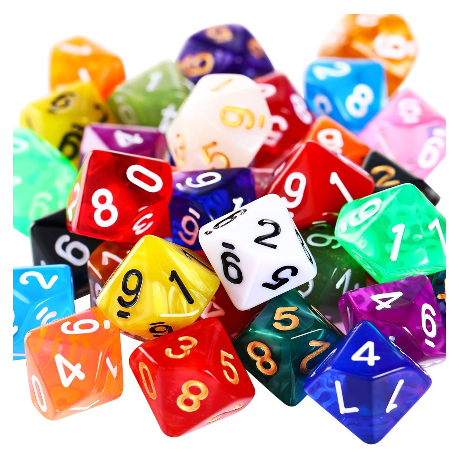 Dados Poliedricos Skylety 50 Piezas 10 Caras con Bolsa