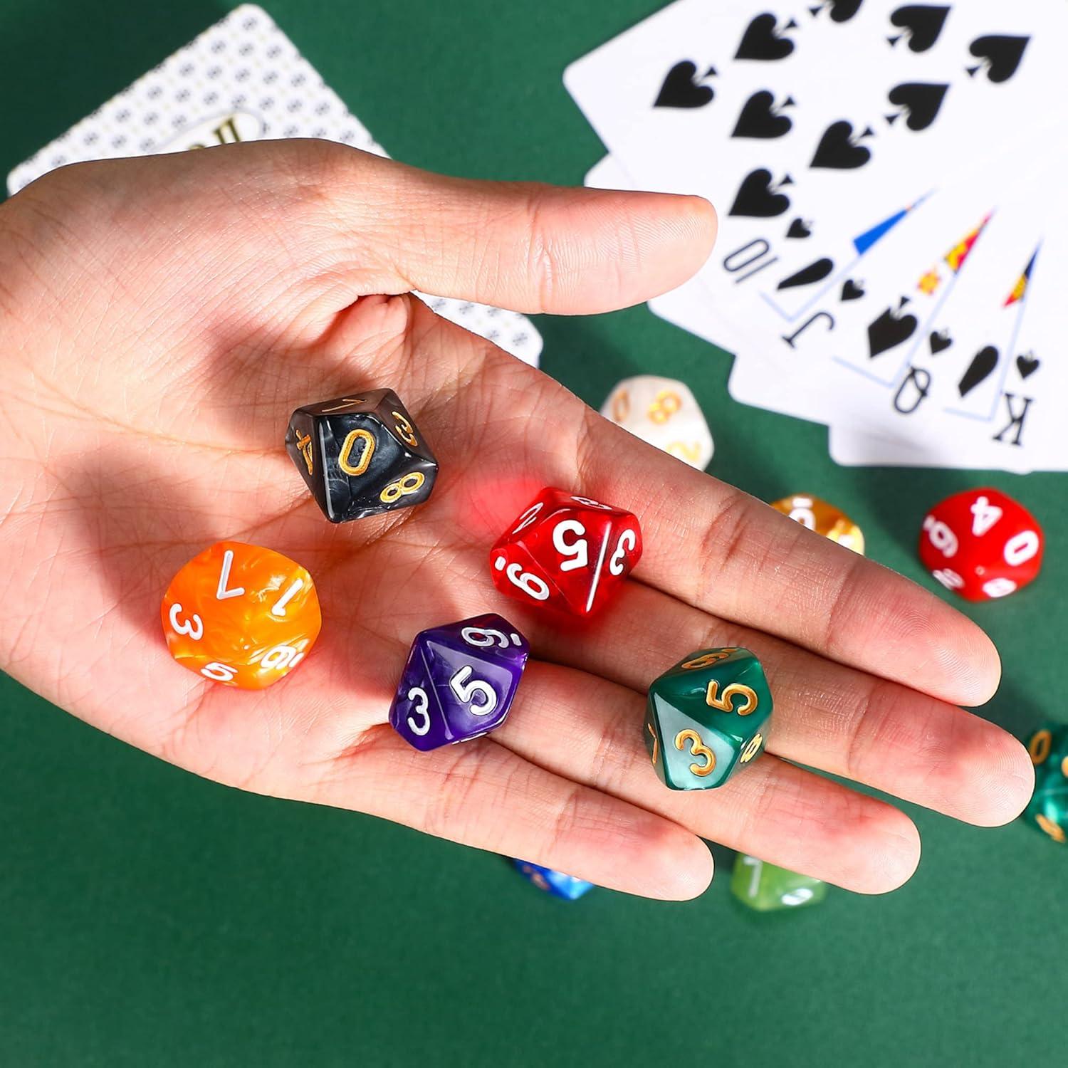 Dados Poliedricos Skylety 50 Piezas 10 Caras con Bolsa