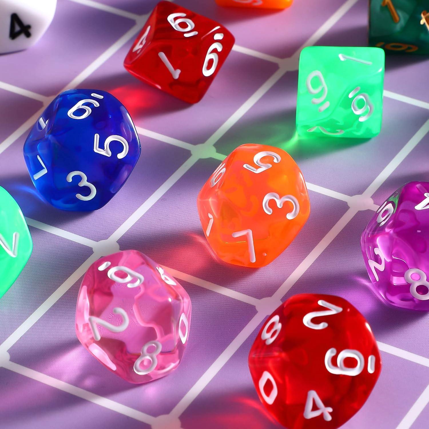 Dados Poliedricos Skylety 50 Piezas 10 Caras con Bolsa