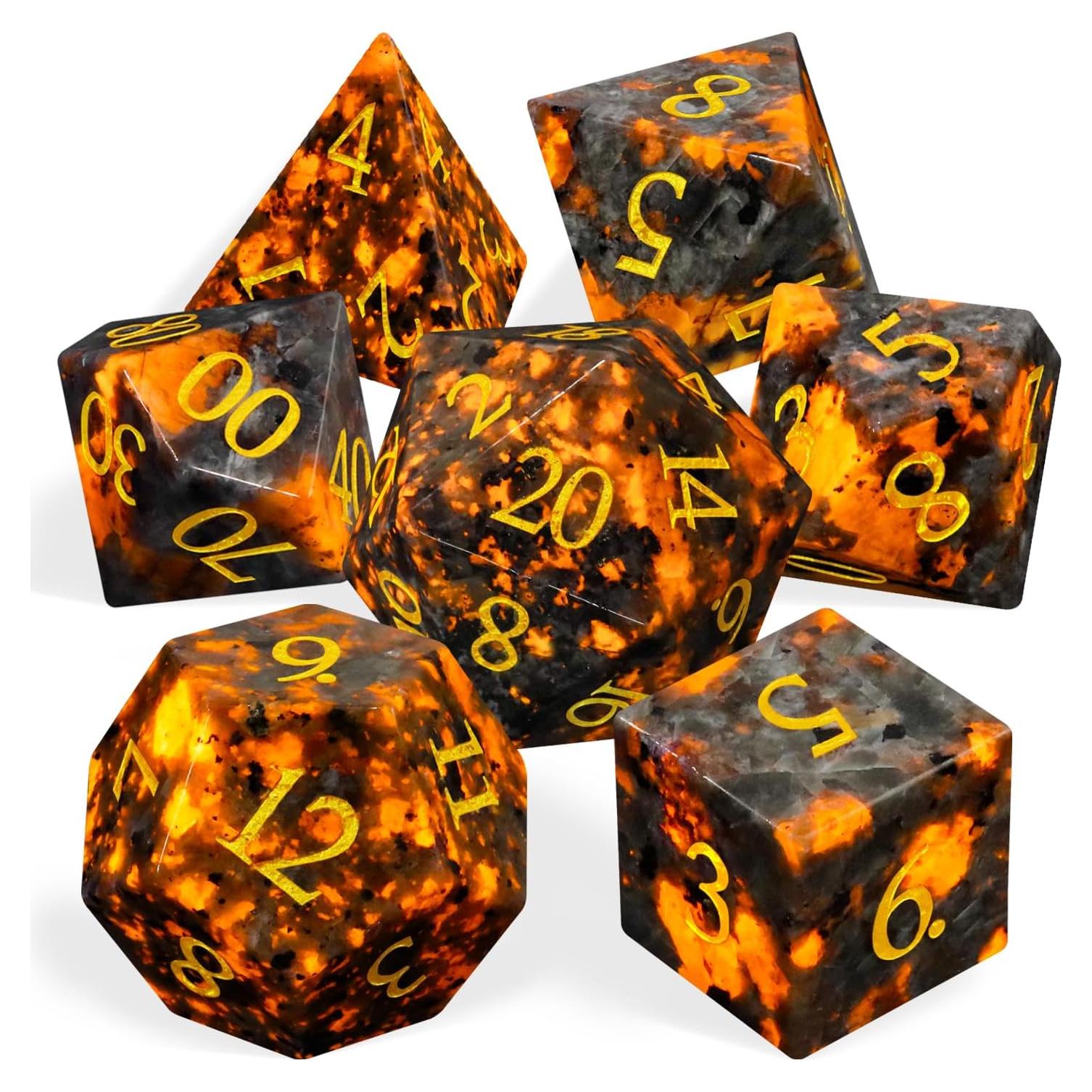 Dados de piedra Yooperlite LUCKY-M 7 piezas para D&D