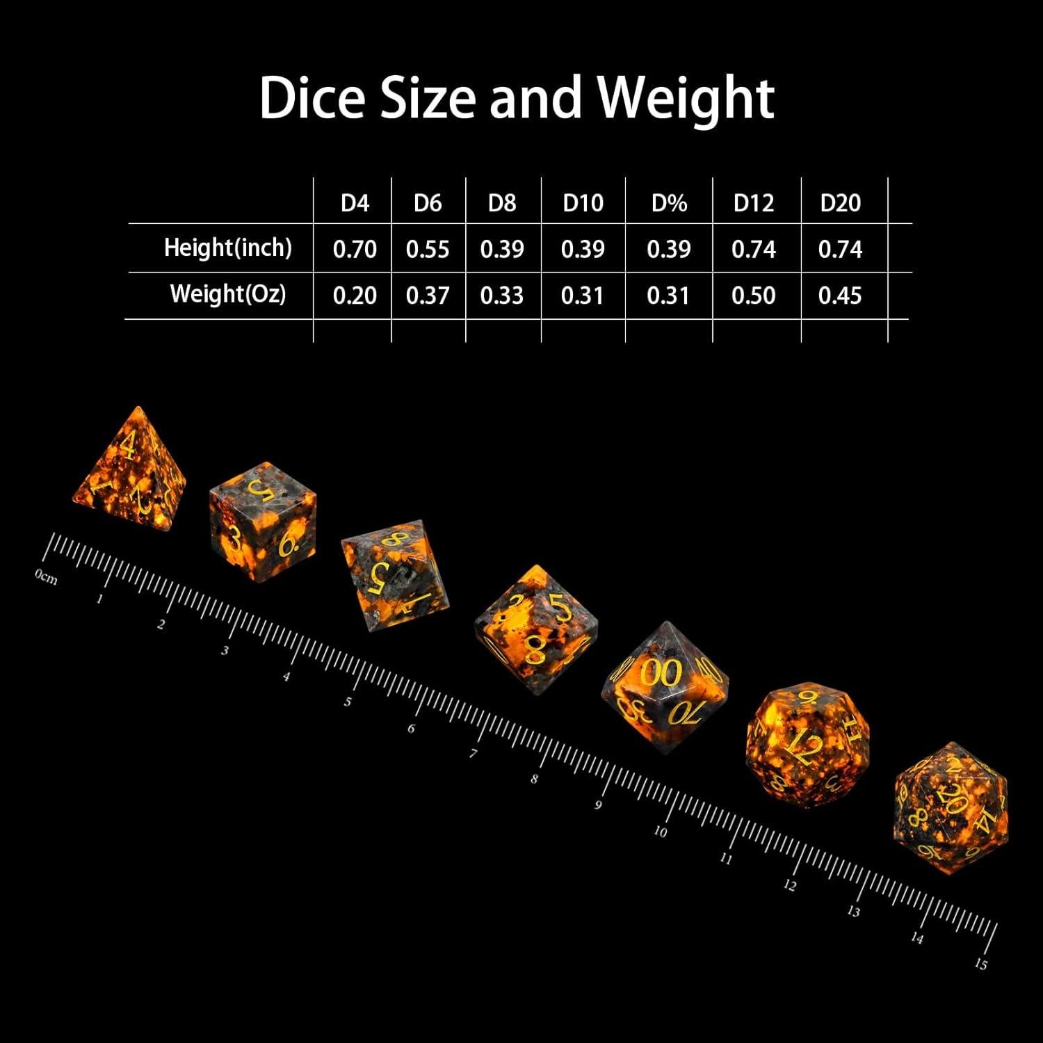 Dados de piedra Yooperlite LUCKY-M 7 piezas para D&D