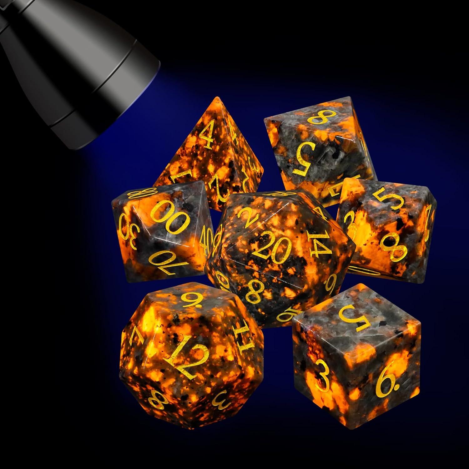 Dados de piedra Yooperlite LUCKY-M 7 piezas para D&D