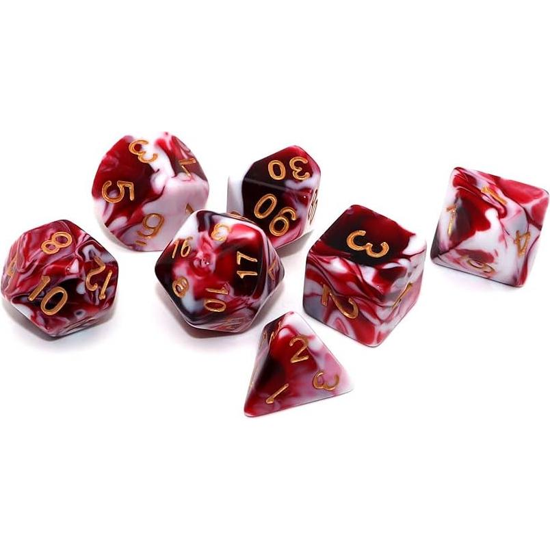 Juego de Dados DND CREEBUY 7 Piezas Rojo y Blanco