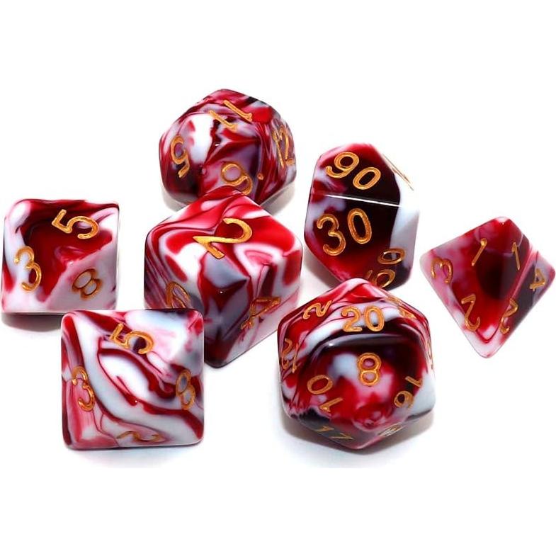 Juego de Dados DND CREEBUY 7 Piezas Rojo y Blanco