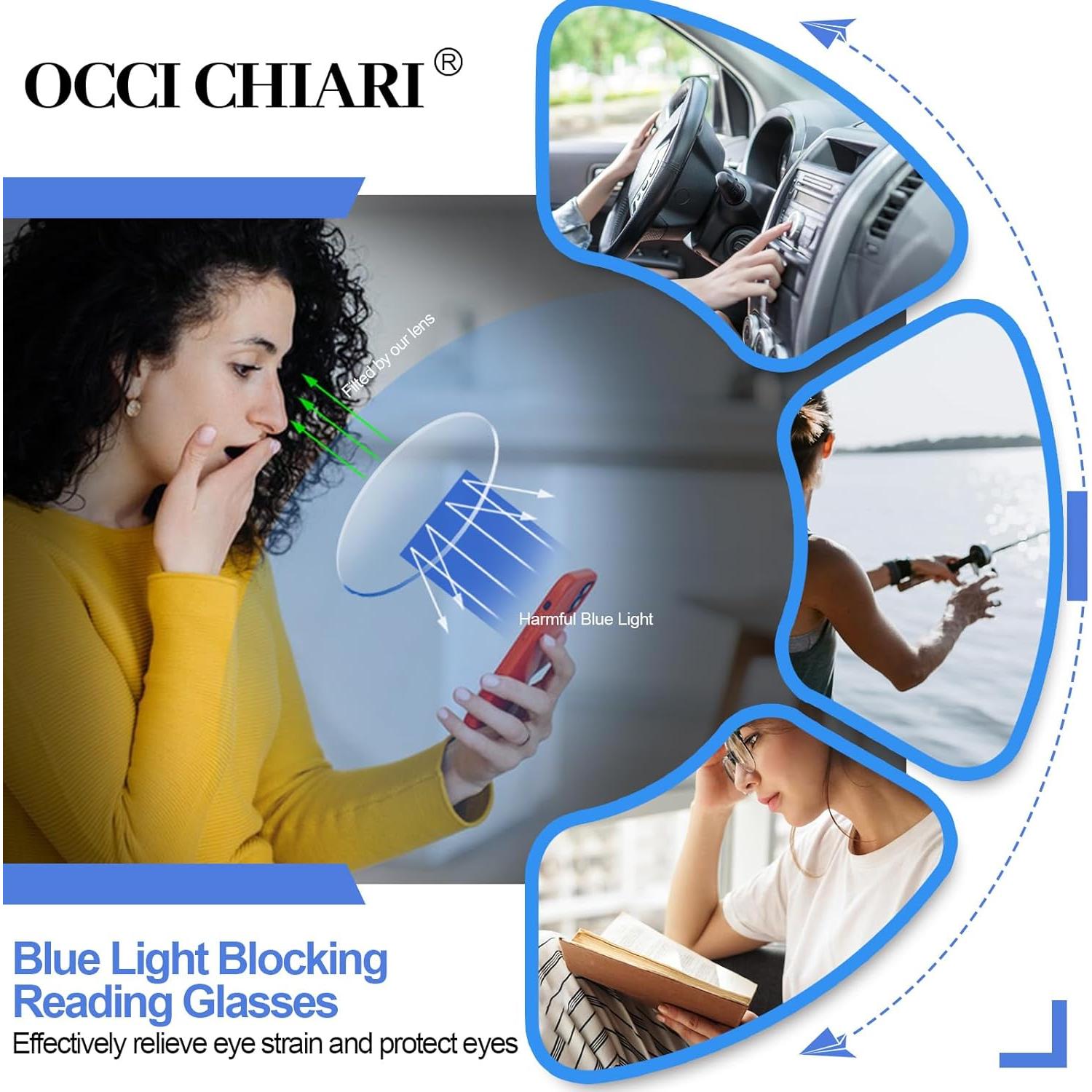 Gafas de lectura OCCI CHIARI con luz azul 1.0x para mujeres