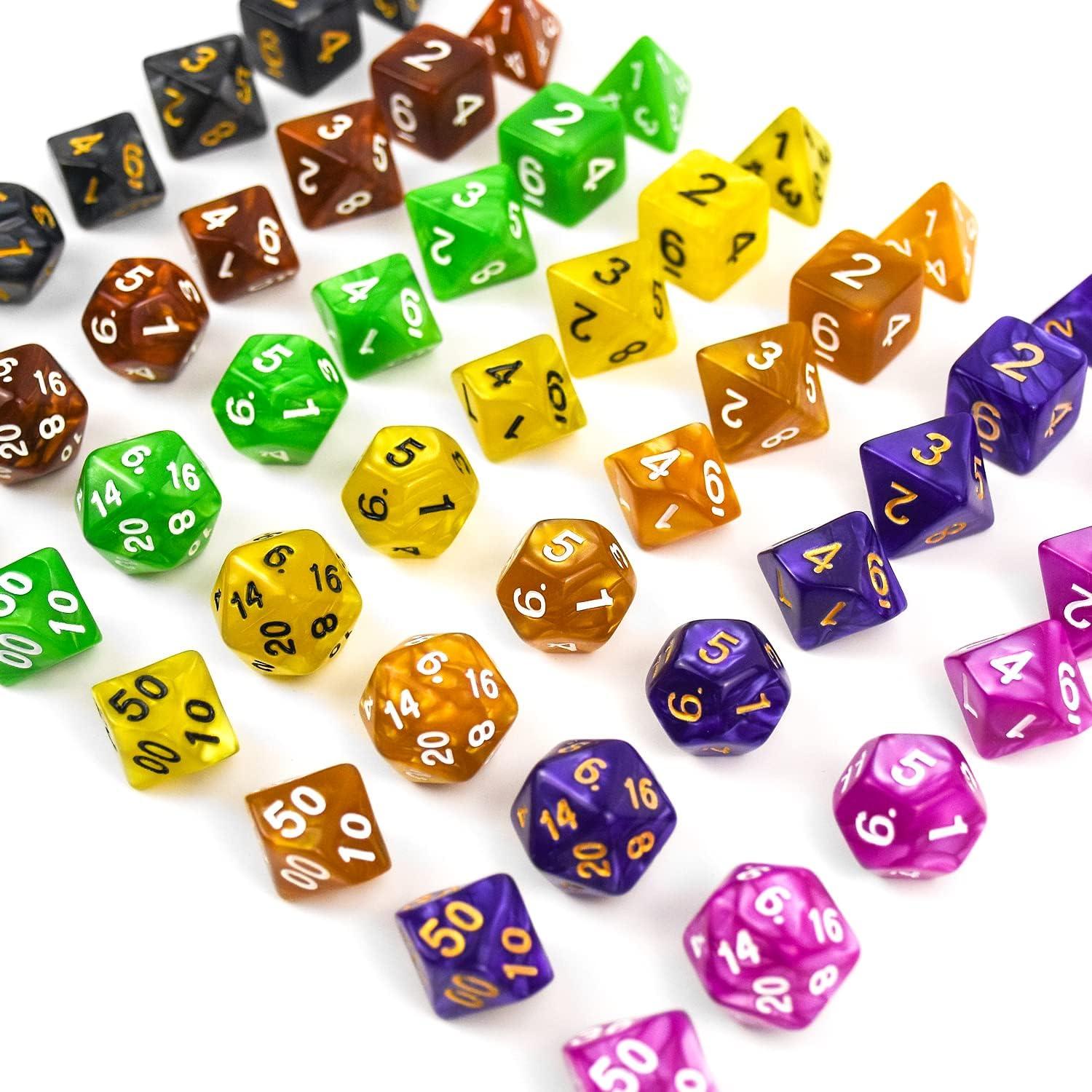 Set de 30 Dados Poliedricos D&D Thyores Acrílico 210 Piezas