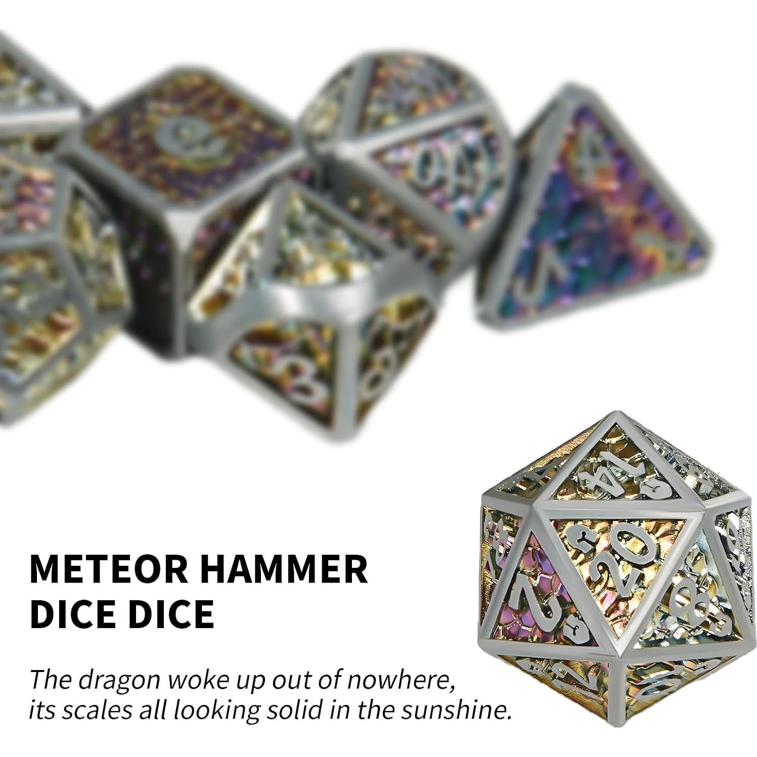 Juego de Dados DND de Metal GU BEI TE 7 Piezas Escamas Dragón