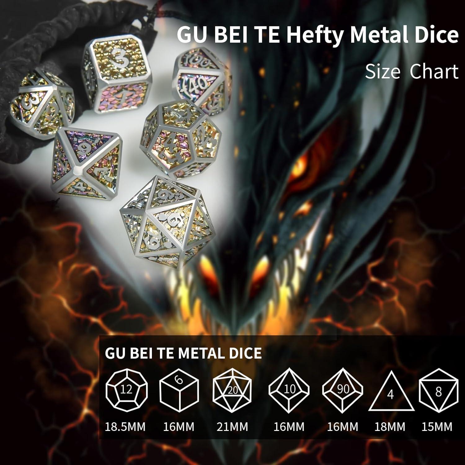 Juego de Dados DND de Metal GU BEI TE 7 Piezas Escamas Dragón