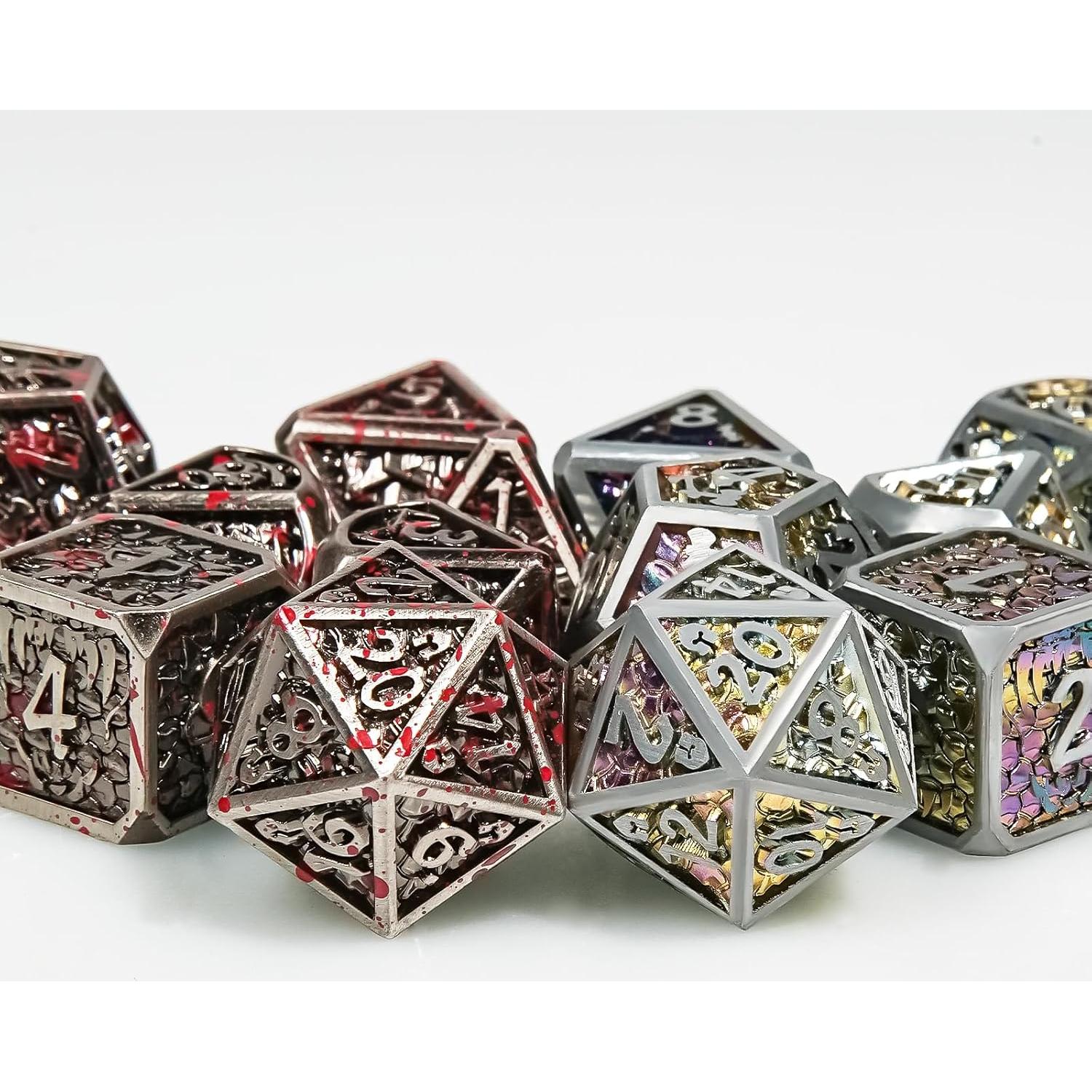 Juego de Dados DND de Metal GU BEI TE 7 Piezas Escamas Dragón