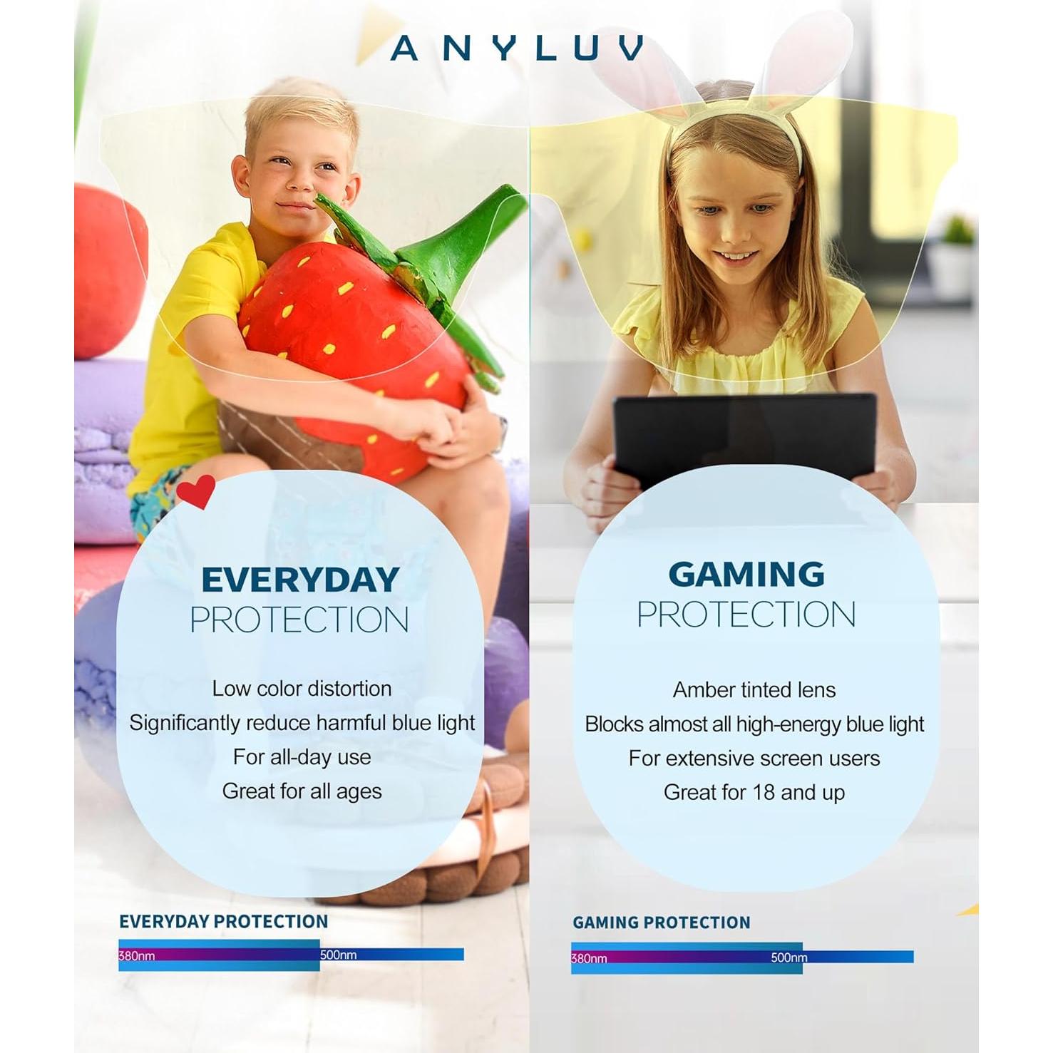 Gafas de Luz Azul ANYLUV para Niños - Protección Ocular Juvenil