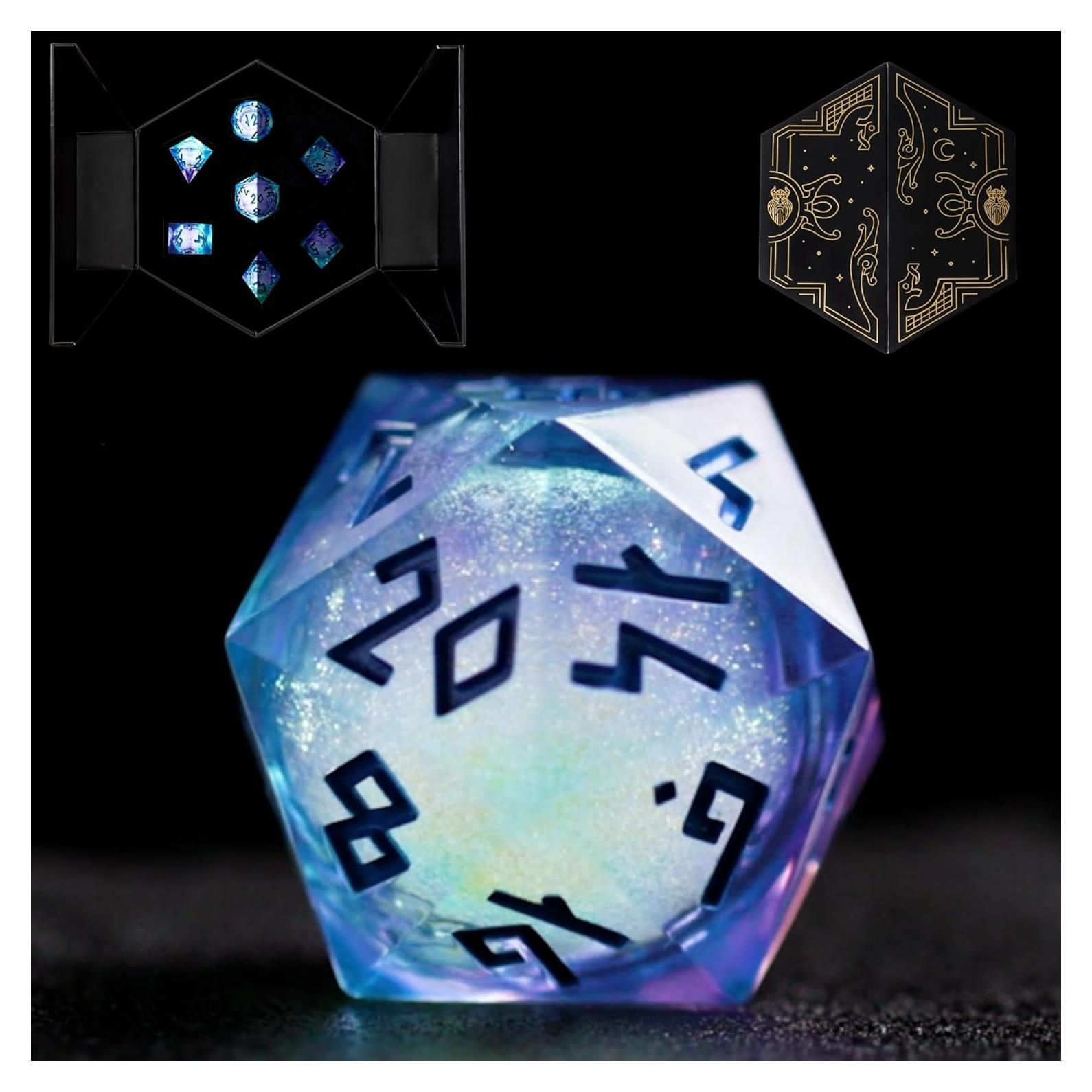 Juego de Dados de Núcleo Líquido HEIMDALLR Aurora - 7 Piezas LED