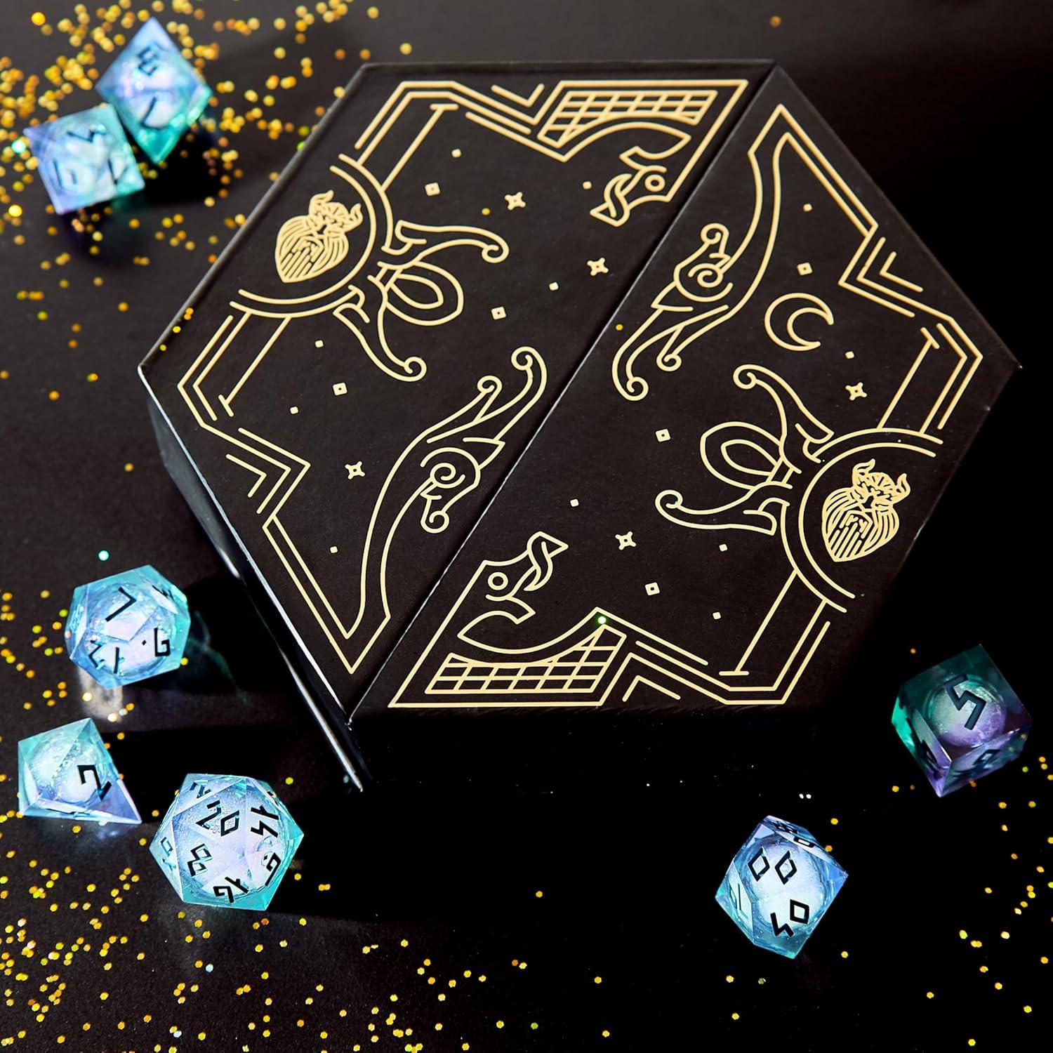 Juego de Dados de Núcleo Líquido HEIMDALLR Aurora - 7 Piezas LED