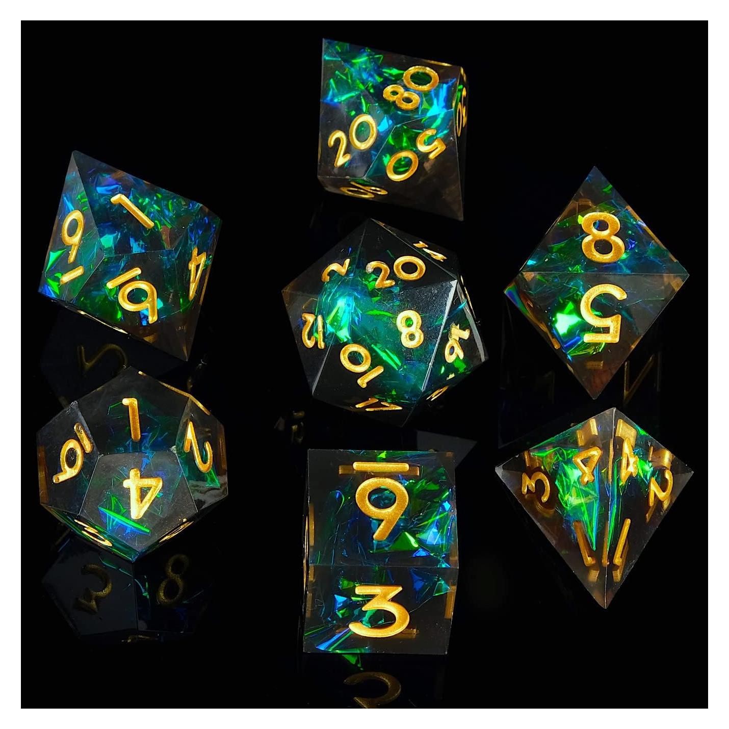 Juego de Dados DND YEMEKO 7 Piezas Resina Oscuro