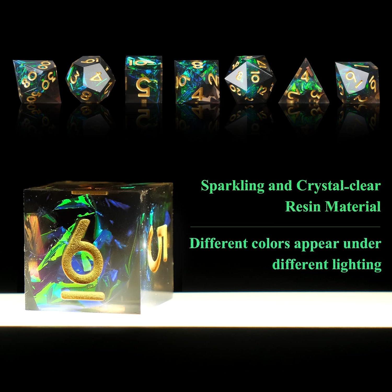 Juego de Dados DND YEMEKO 7 Piezas Resina Oscuro