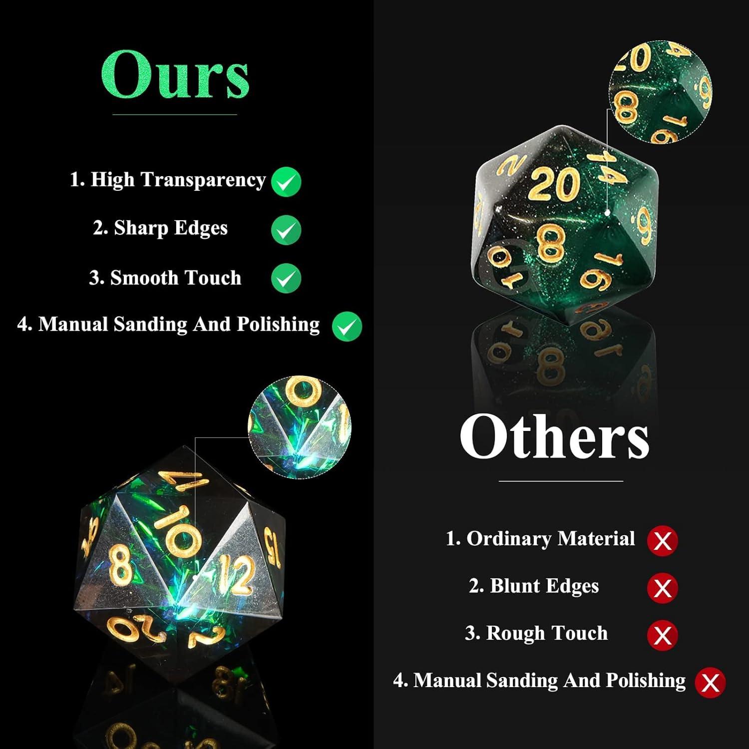 Juego de Dados DND YEMEKO 7 Piezas Resina Oscuro