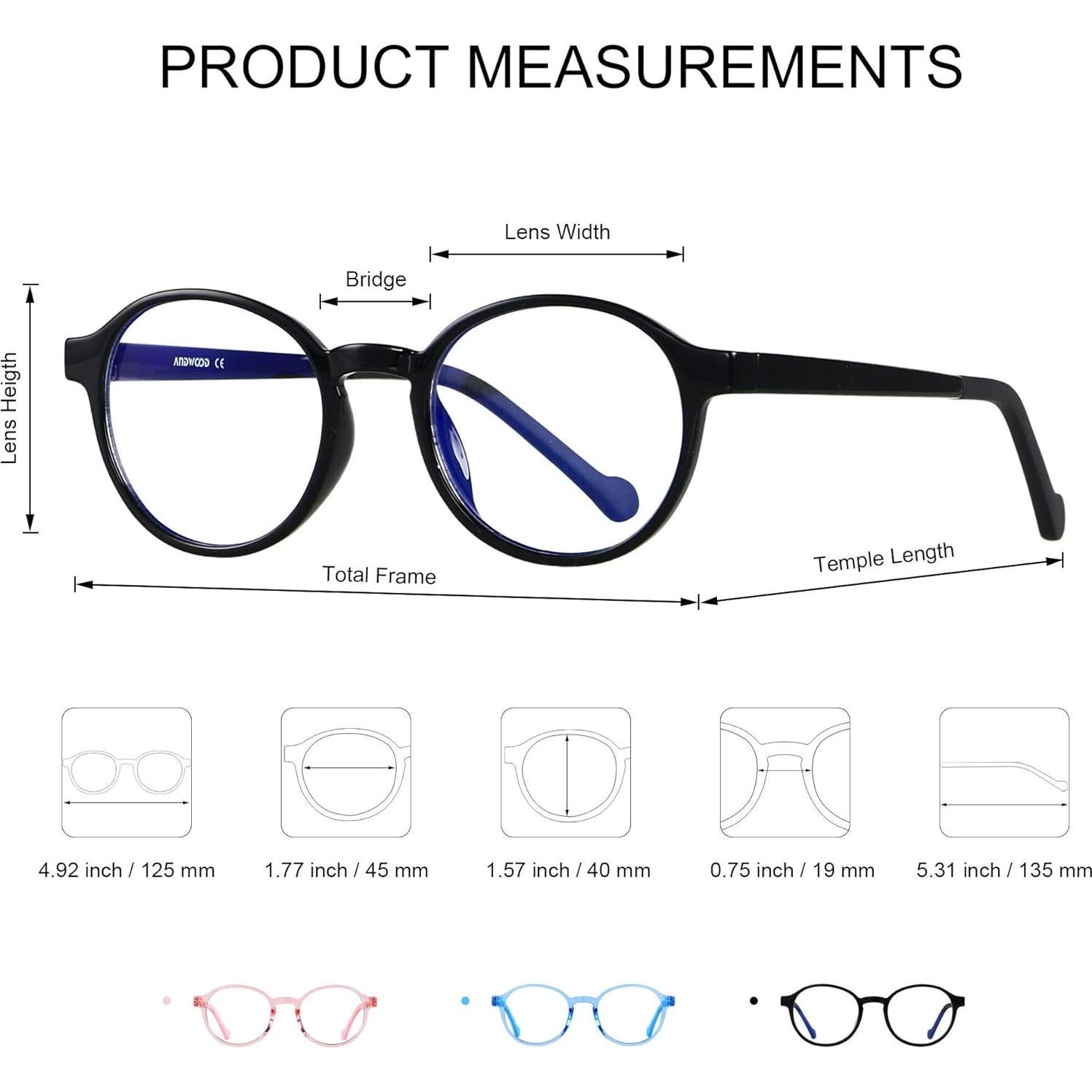 Gafas Anti Luz Azul Niños ANDWOOD 3-12 Años 2 Pack