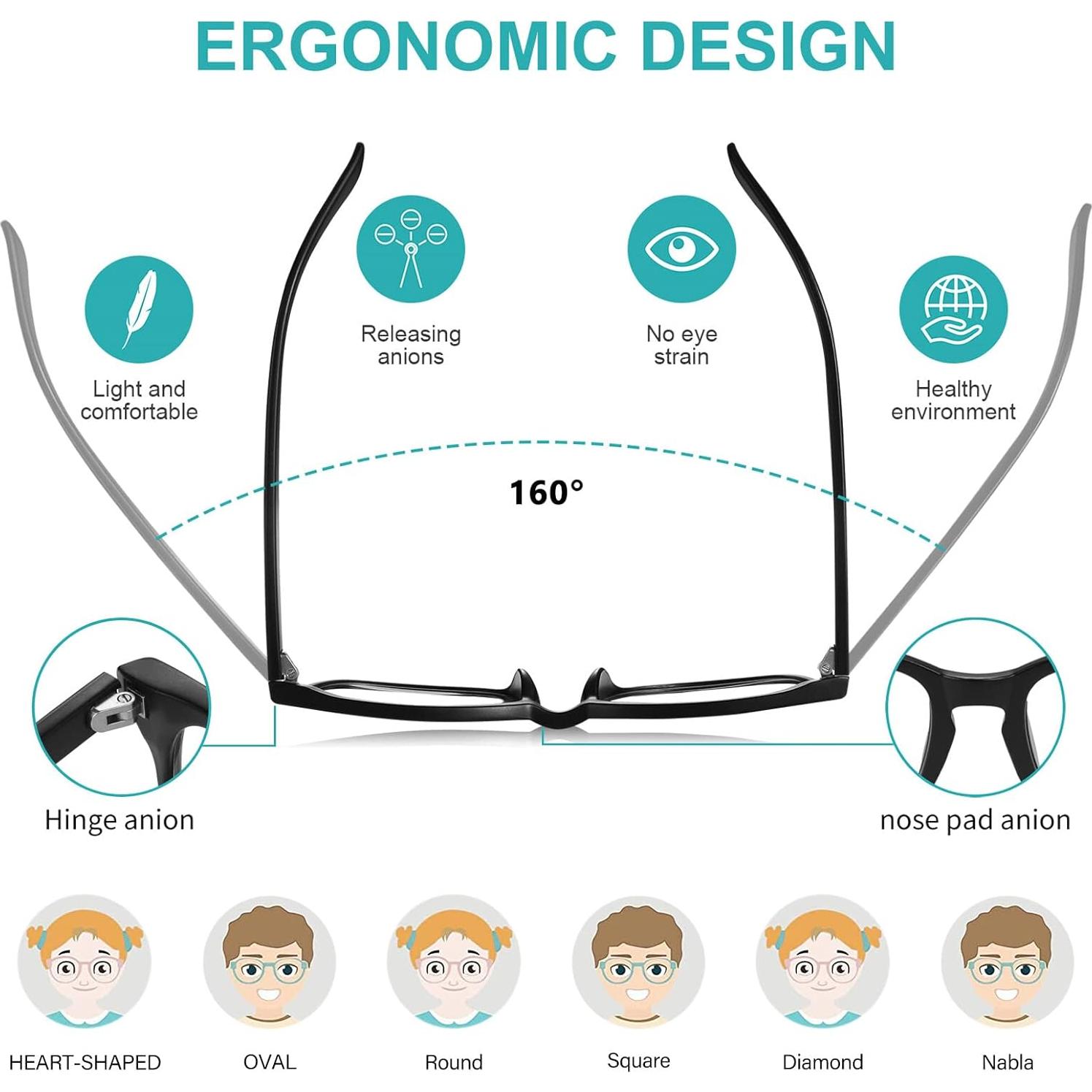 Gafas de luz azul Okany para niños 3 unidades anti deslumbramiento