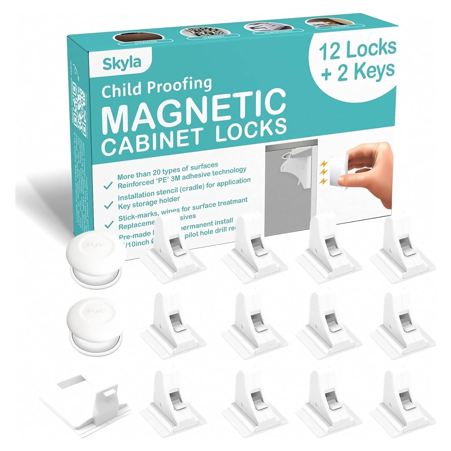 Cerraduras Magnéticas Skyla Homes para Armarios 12 Unidades