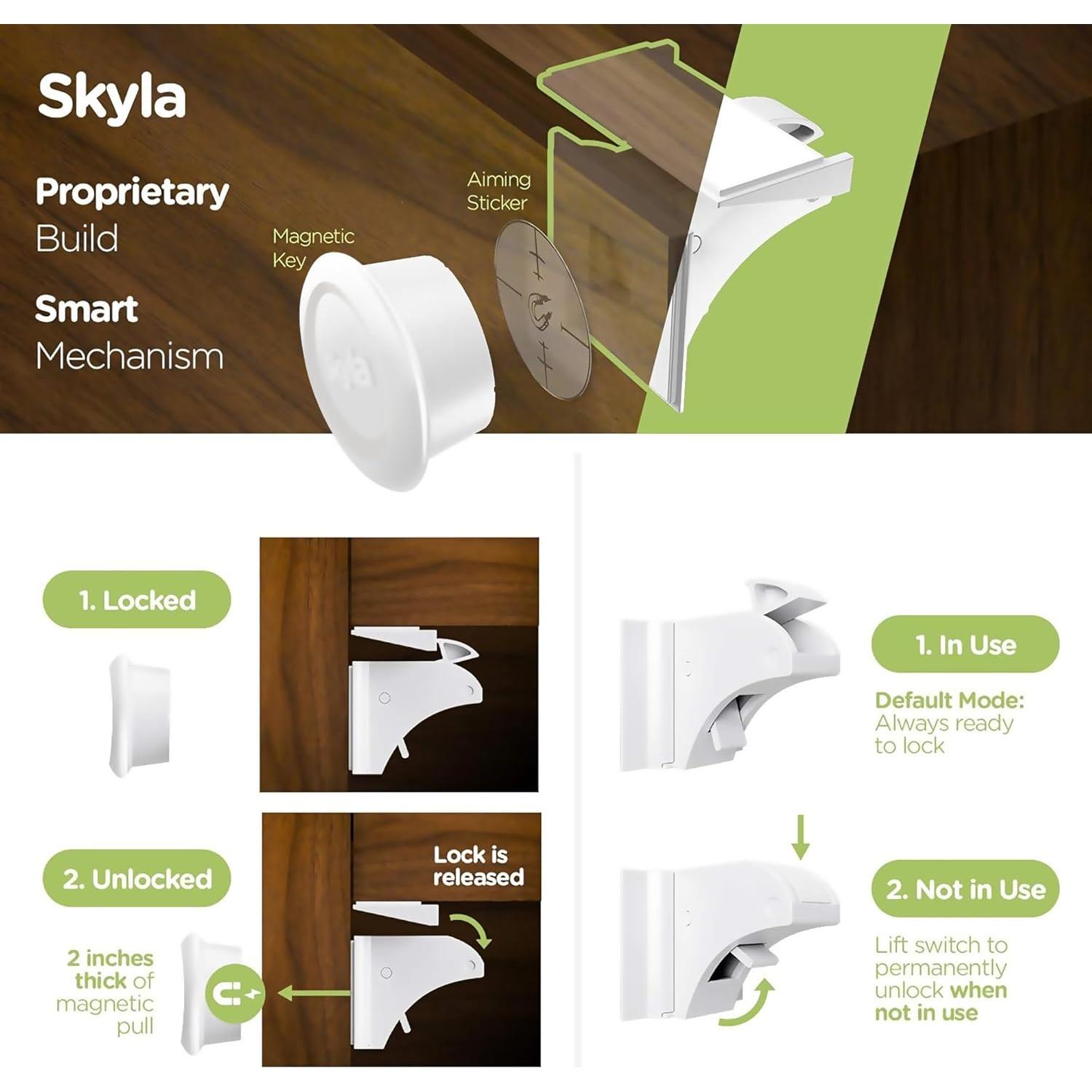 Cerraduras Magnéticas Skyla Homes para Armarios 12 Unidades