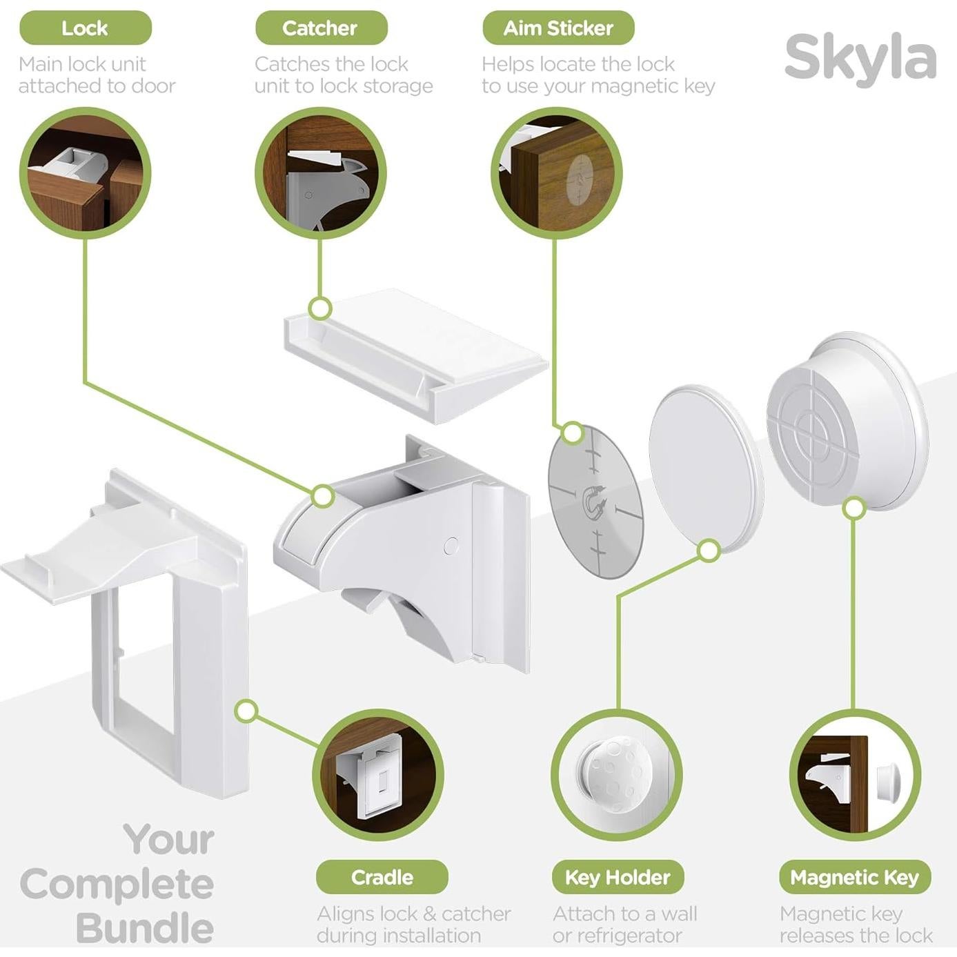 Cerraduras Magnéticas Skyla Homes para Armarios 12 Unidades