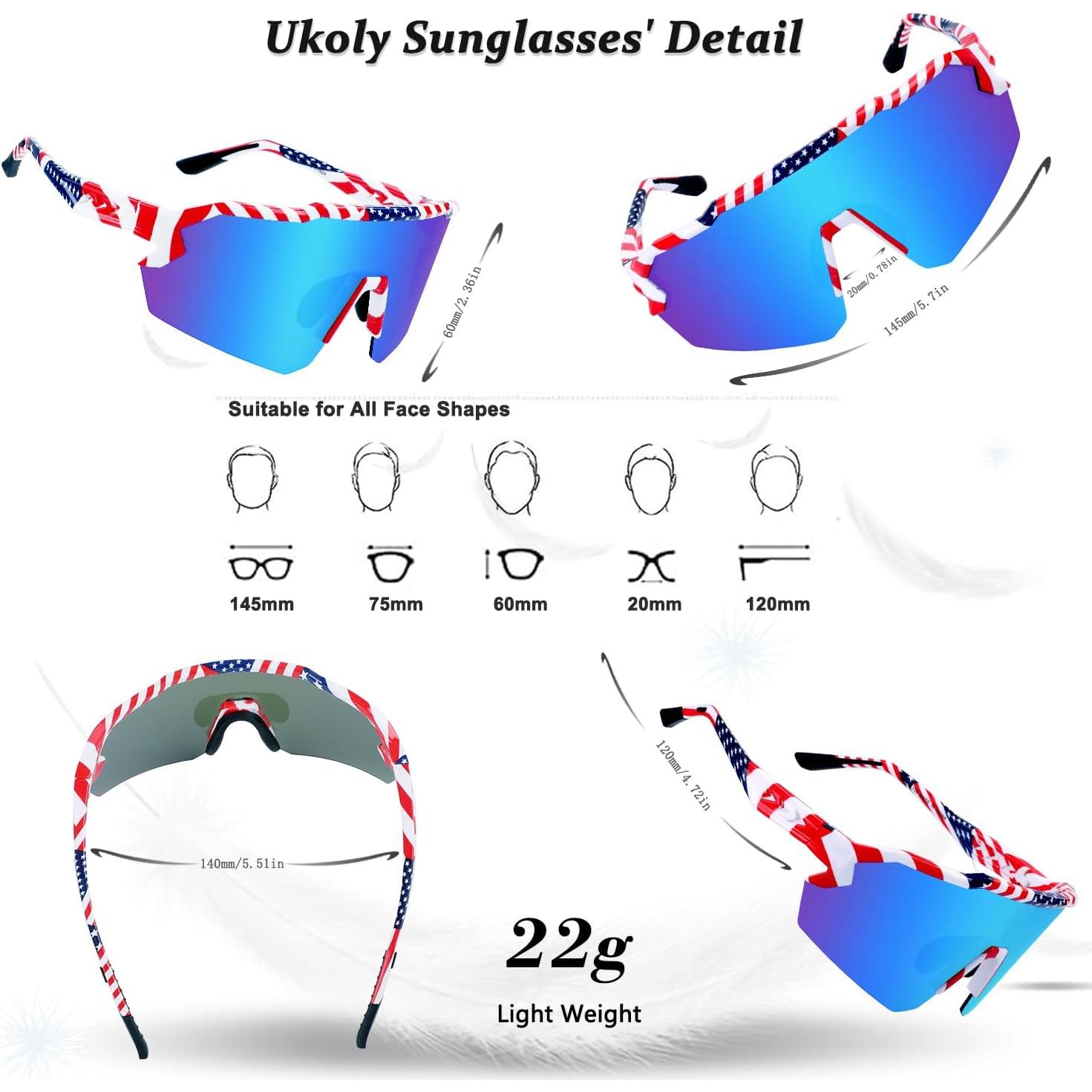 Gafas de sol deportivas Ukoly UV400 para hombres y mujeres