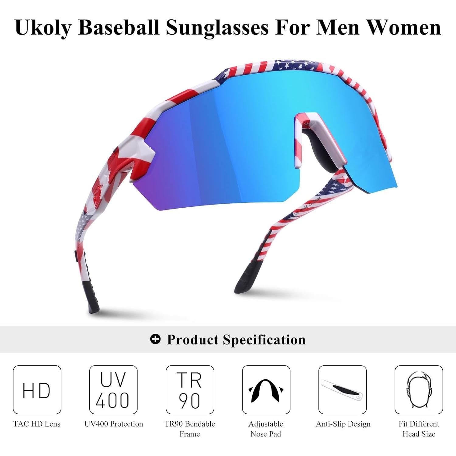 Gafas de sol deportivas Ukoly UV400 para hombres y mujeres
