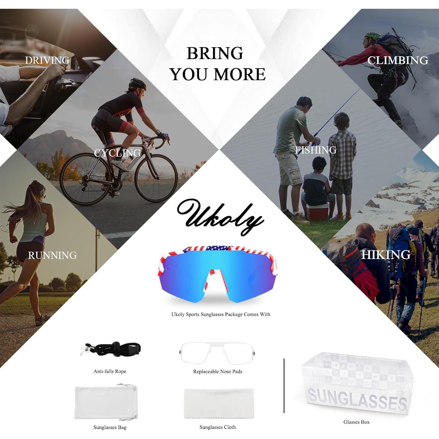 Gafas de sol deportivas Ukoly UV400 para hombres y mujeres