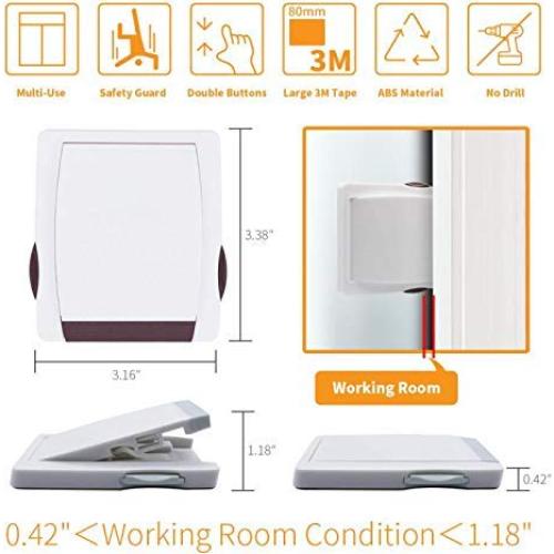 Cerradura Corredera para Niños SCOBUTY 4 Paquetes Gris