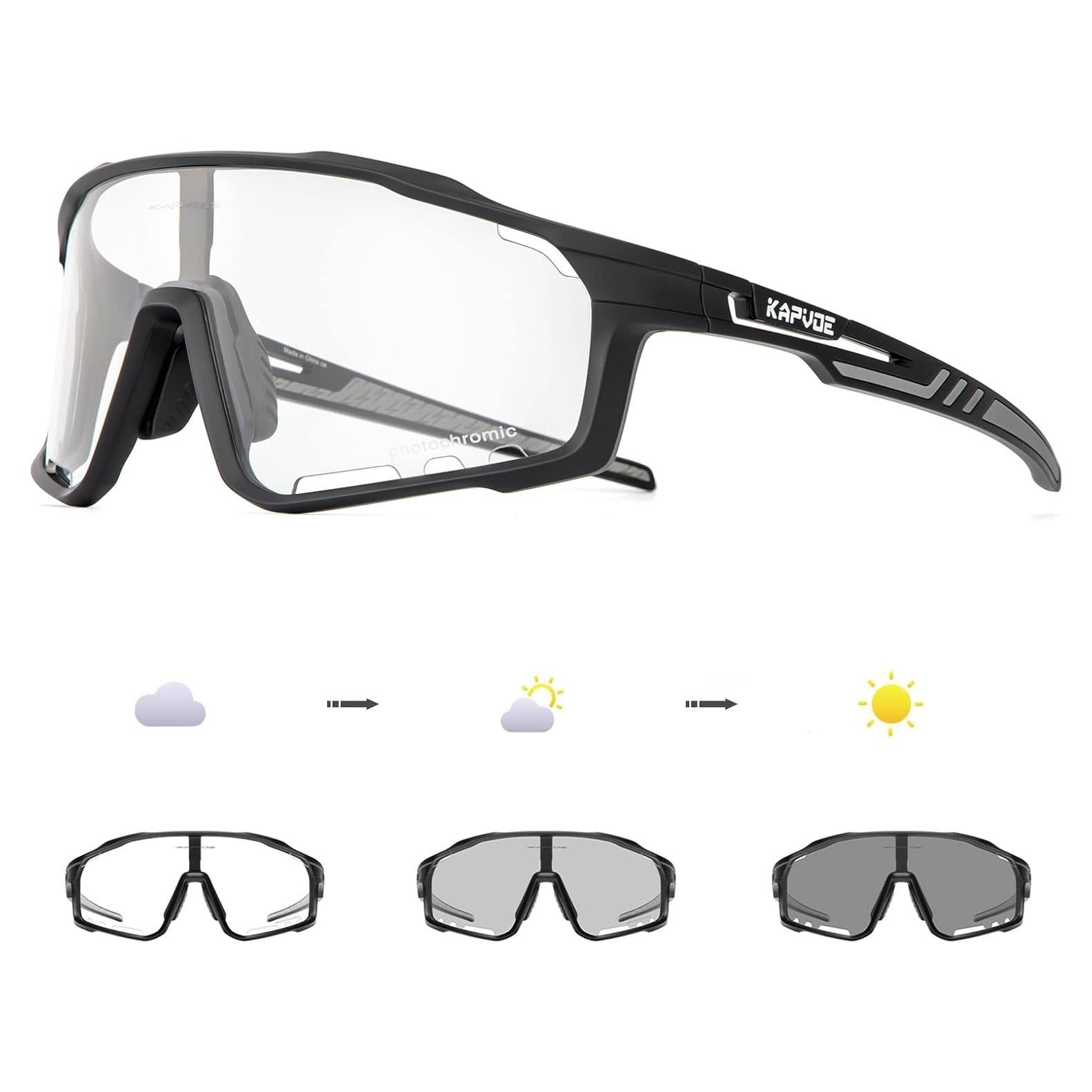 Gafas de Ciclismo Fotoquímicas KAPVOE HD UV400 Ajustables