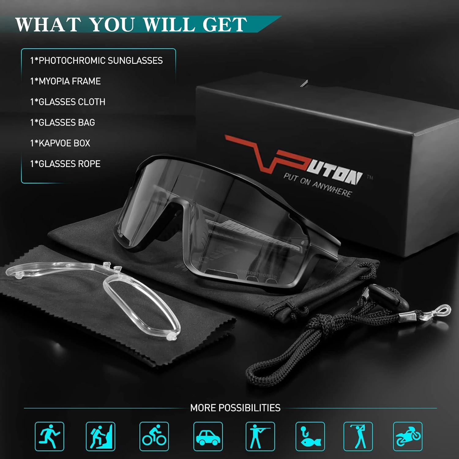 Gafas de Ciclismo Fotoquímicas KAPVOE HD UV400 Ajustables