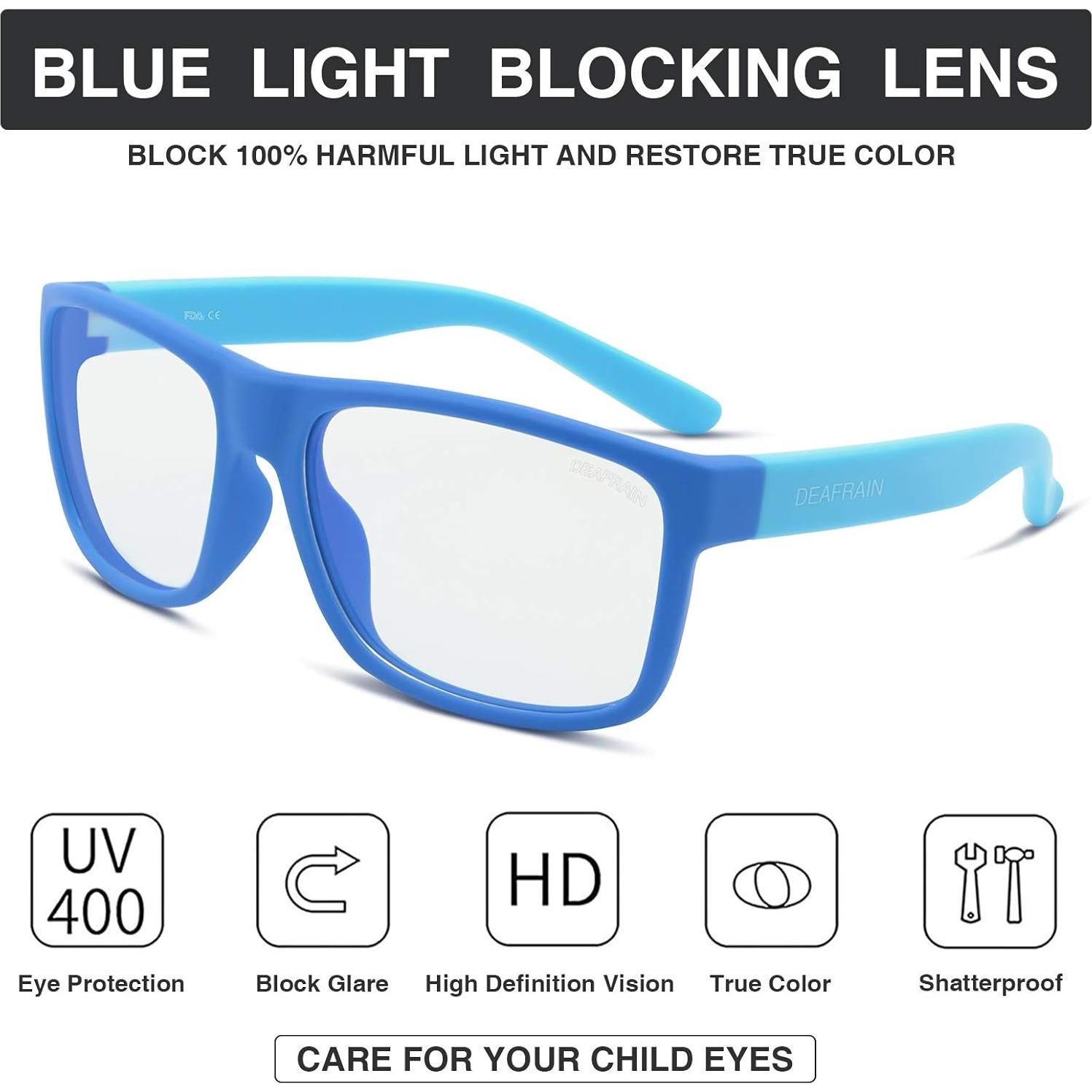 Gafas bloqueadoras de luz azul DEAFRAIN para niños UV400 - 2 pares