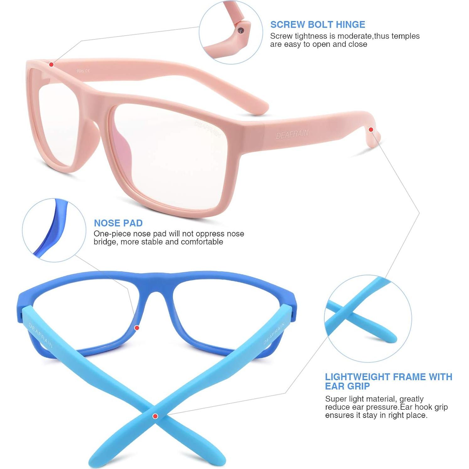 Gafas bloqueadoras de luz azul DEAFRAIN para niños UV400 - 2 pares