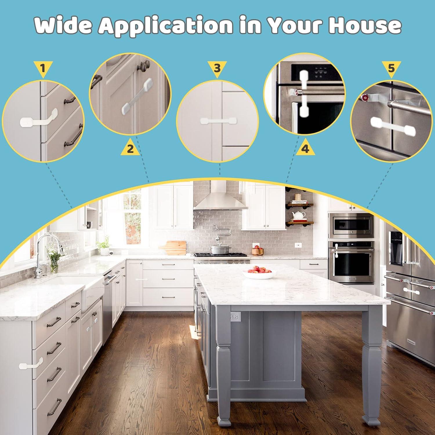 Pestillos de Gabinete 4our Kiddies 14 Unidades Seguridad Bebés