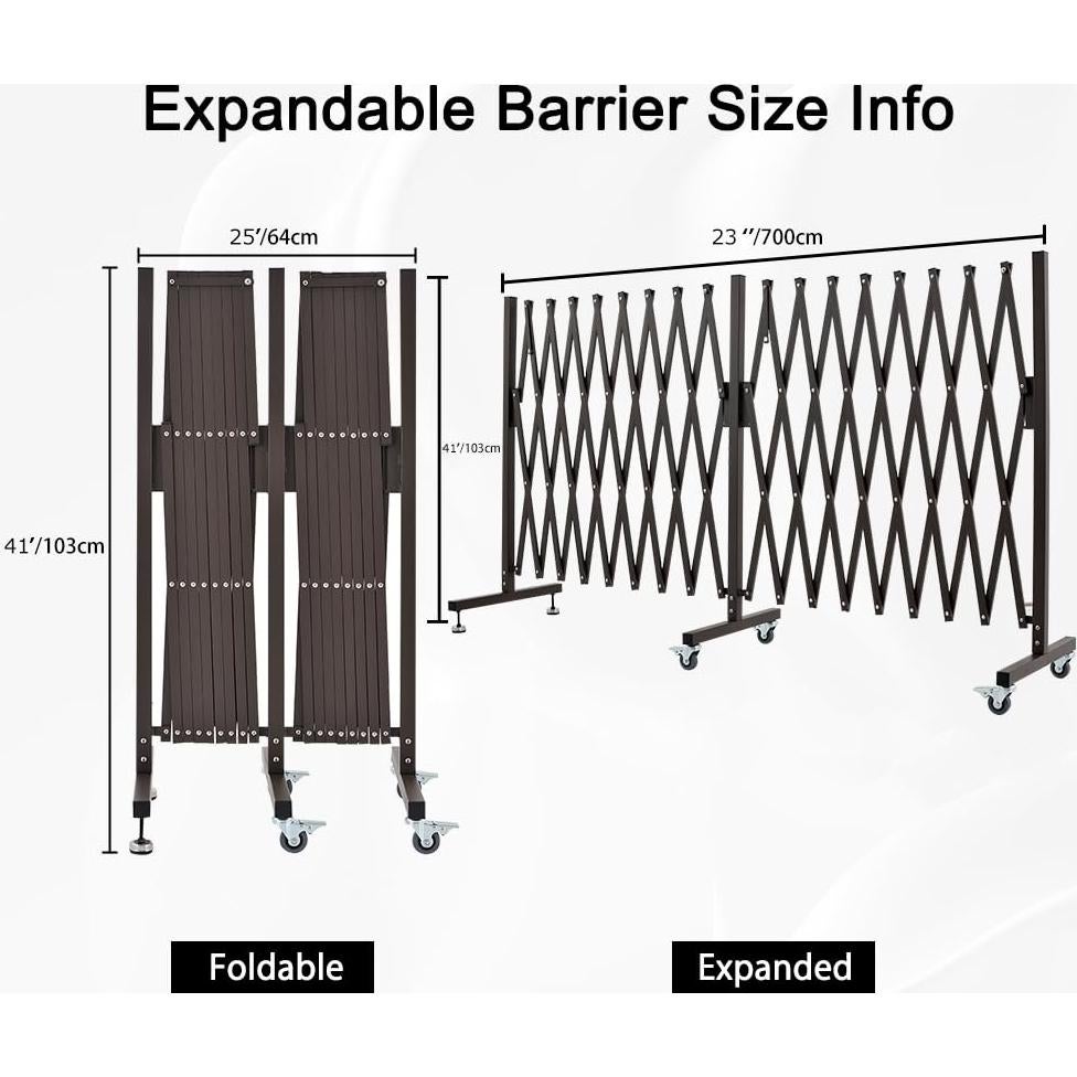 Barricada Metálica Expandible GYMTIME 7m con Ruedas Marrón