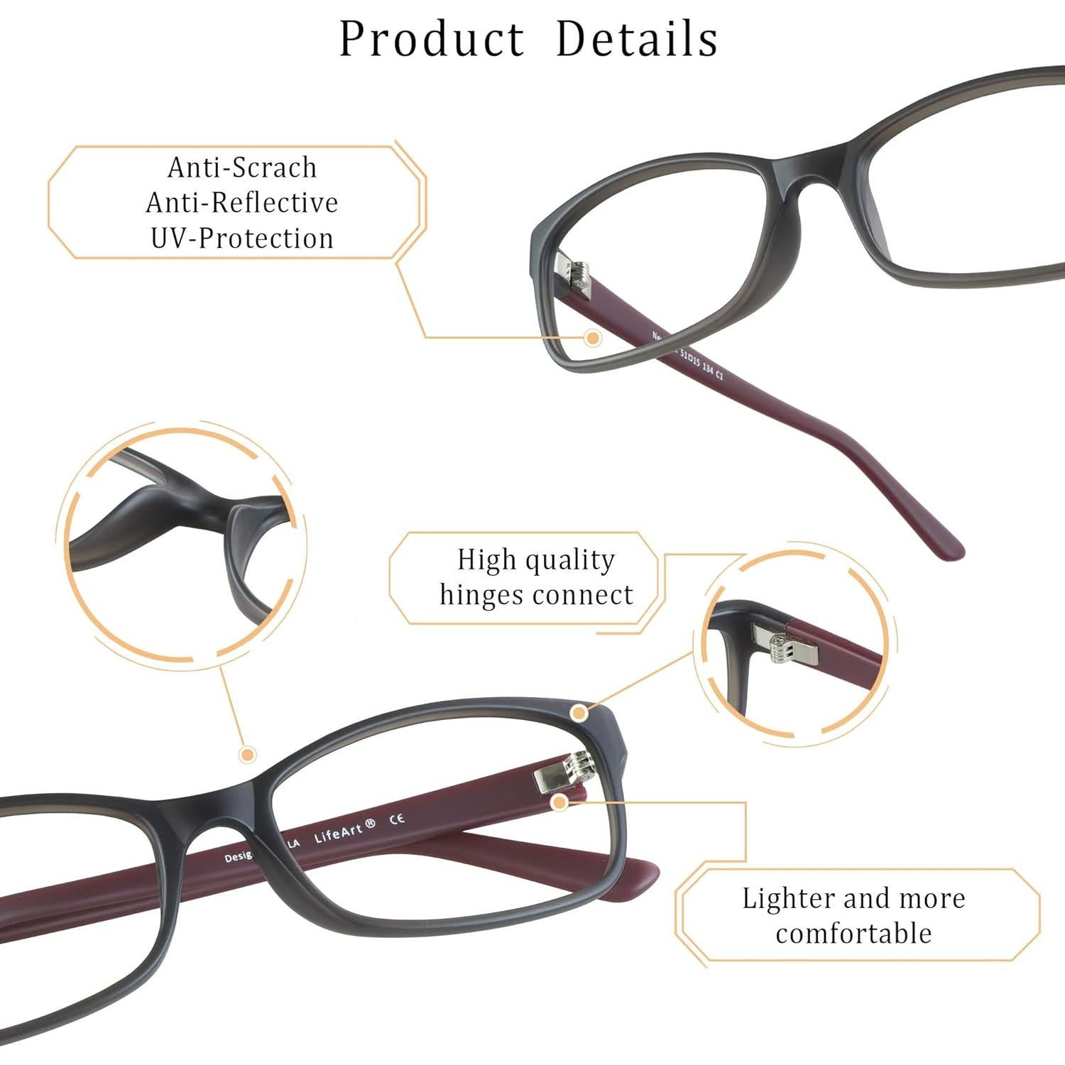 Gafas bloqueadoras de luz azul LifeArt, anti-fatiga ocular 1.5x