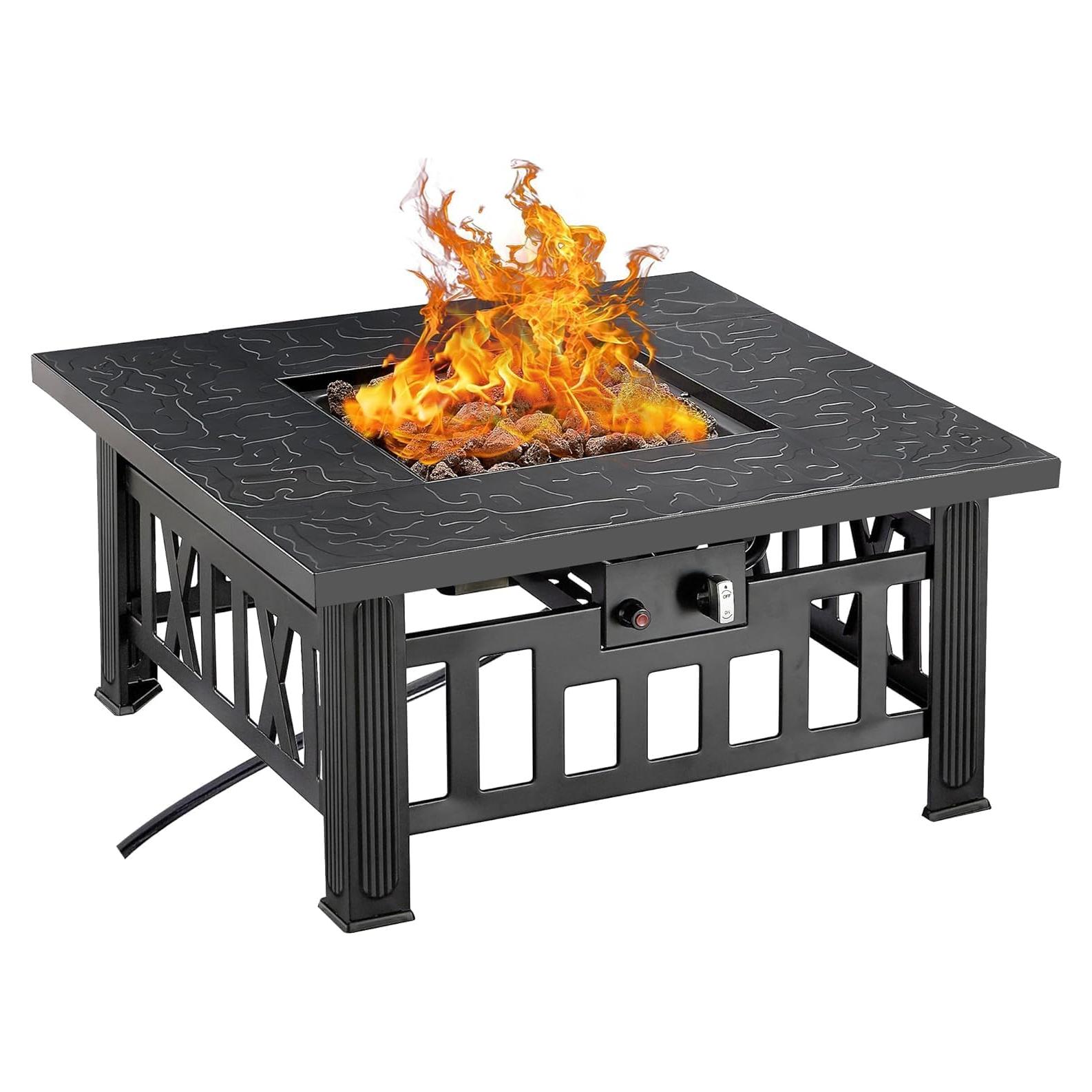 Mesa de Fuego VECELO 76 cm Gas Propano 50,000 BTU Negra