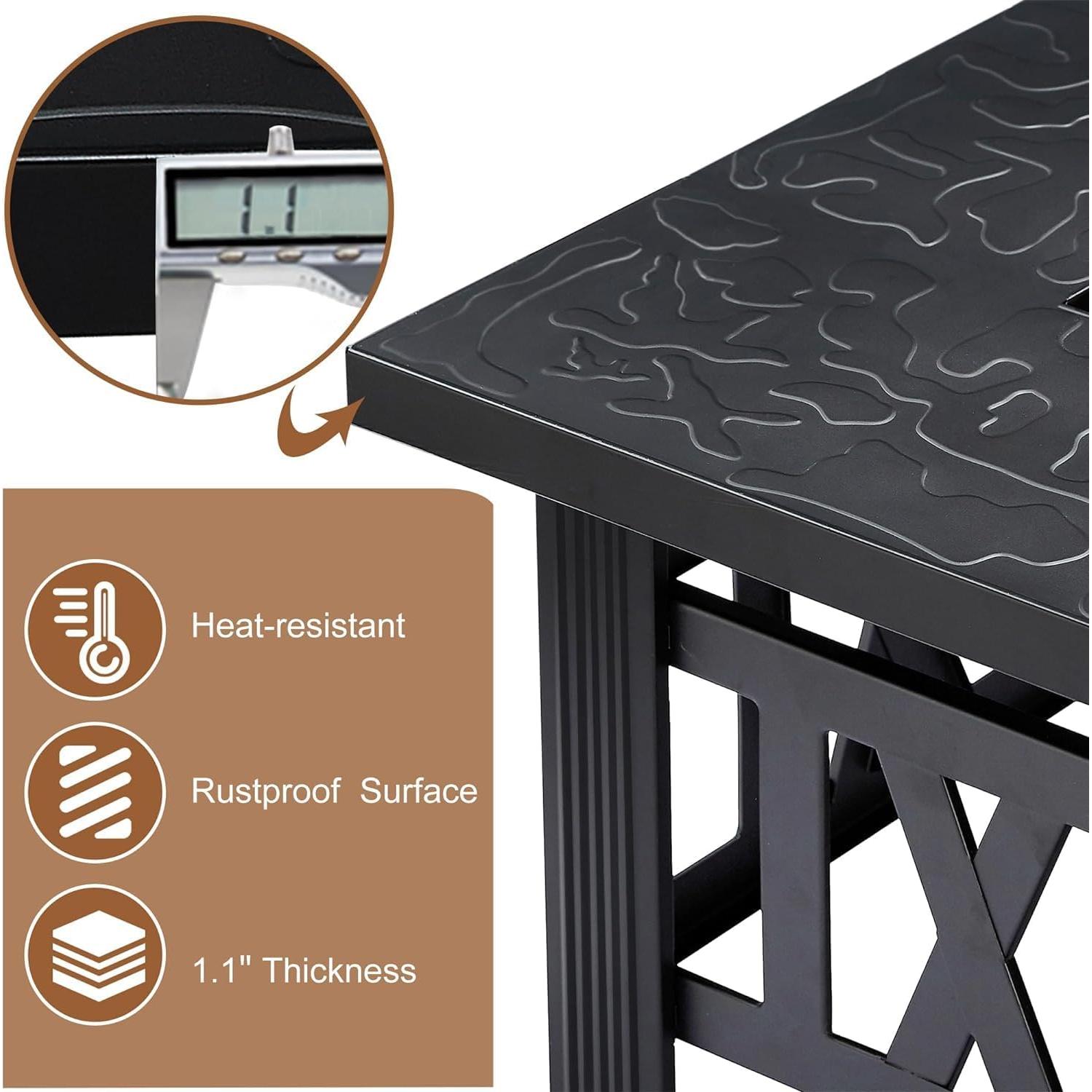 Mesa de Fuego VECELO 76 cm Gas Propano 50,000 BTU Negra
