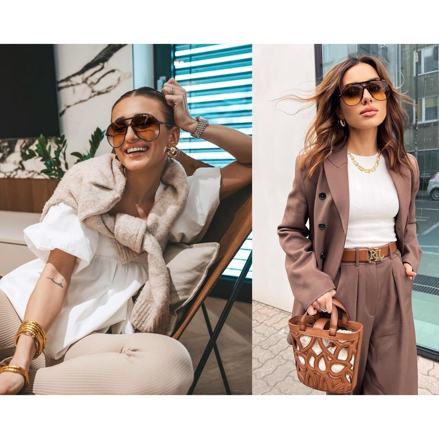 Gafas de sol aviador retro GUVIVI para hombres y mujeres 63mm