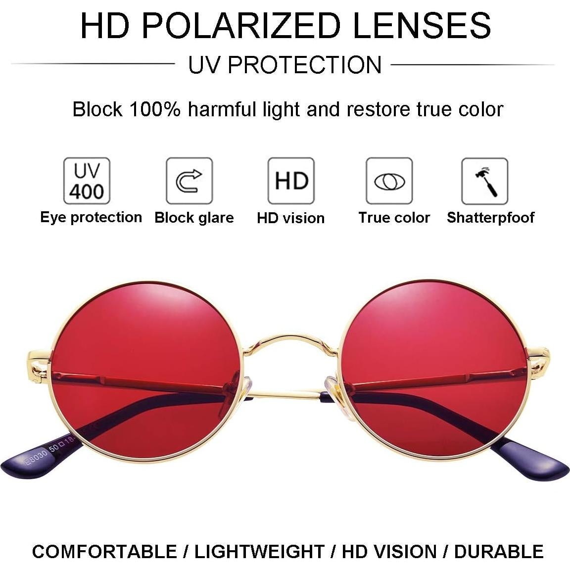 Gafas de Sol Polarizadas Gleyemor Redondas 45mm UV400