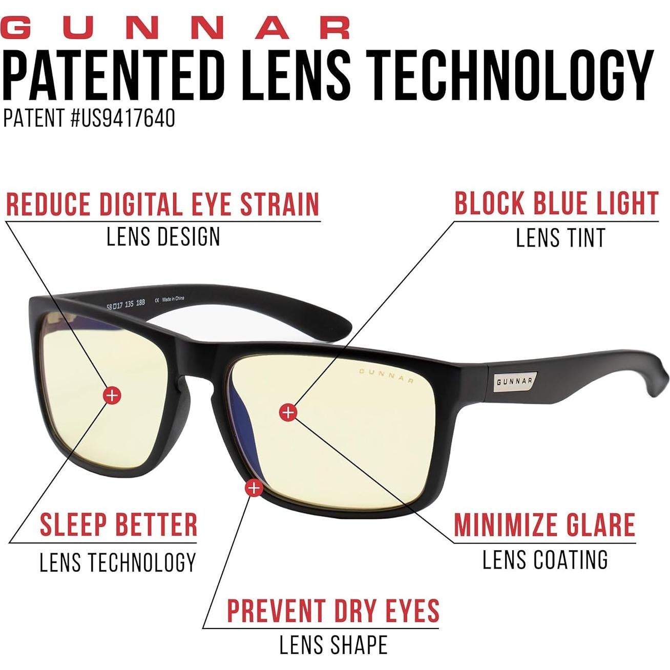 Gafas de lectura GUNNAR Interceptar Ámbar +1.0 - Bloqueo luz azul